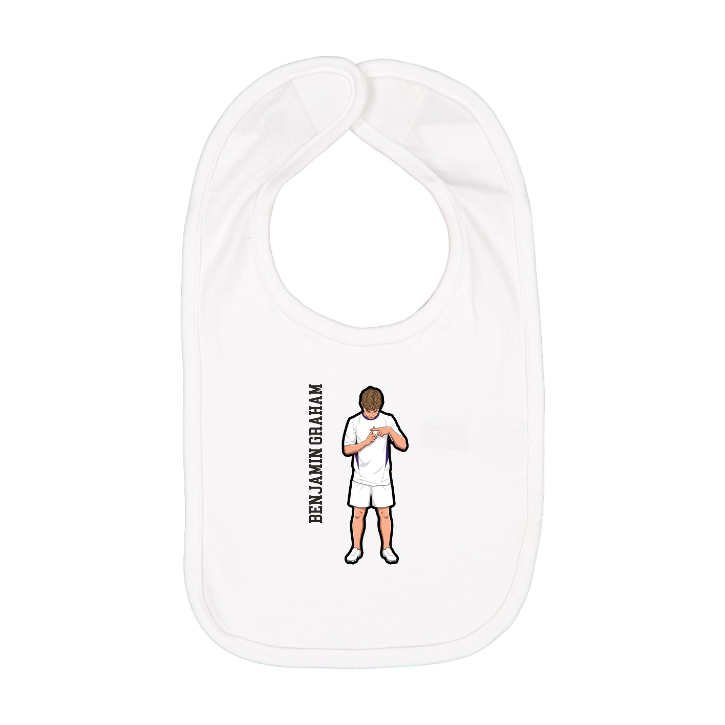 Infant Bib — Name Vertical in White