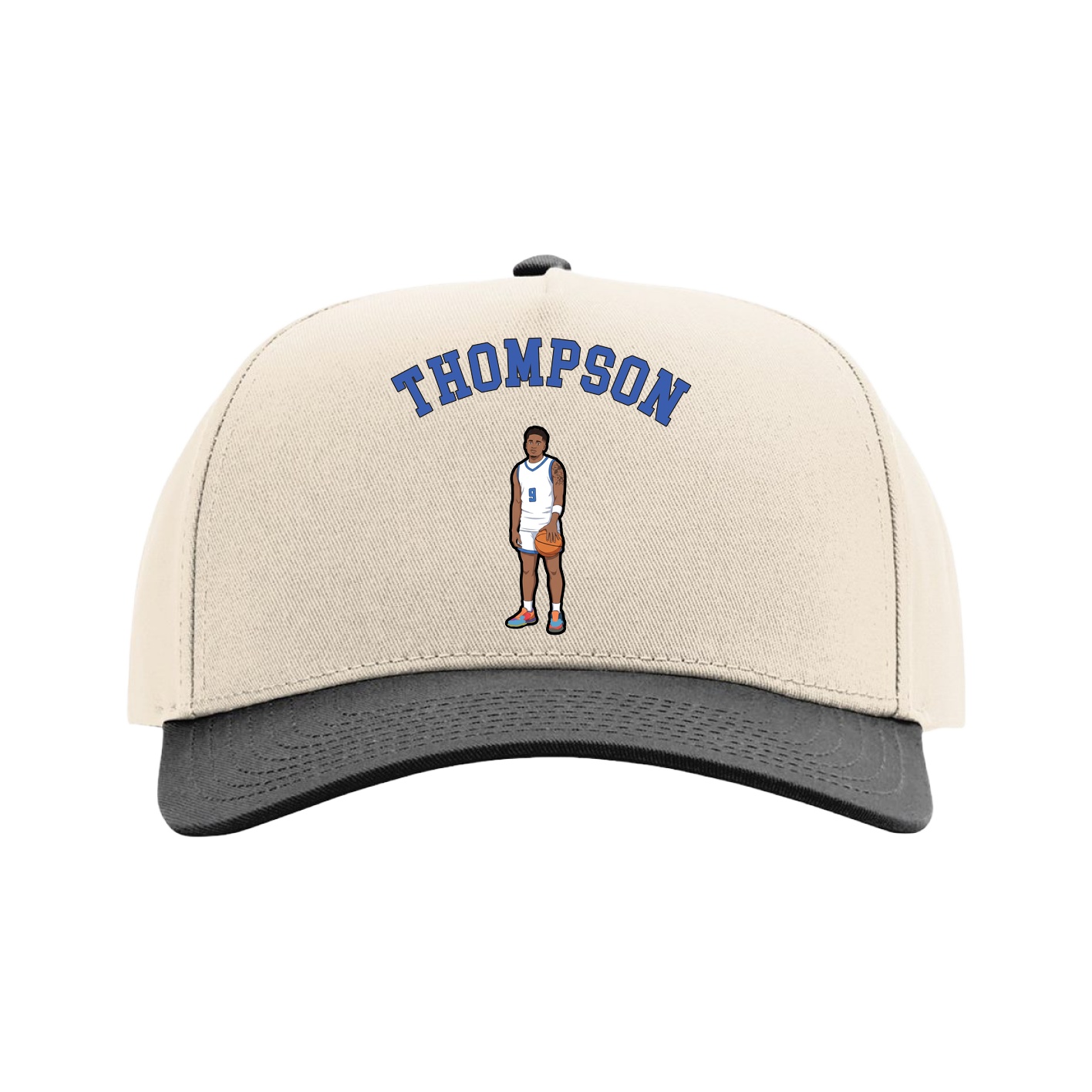 Full Fabric Five-Panel Champ Cap — Shirsey Arch in Cream/Black