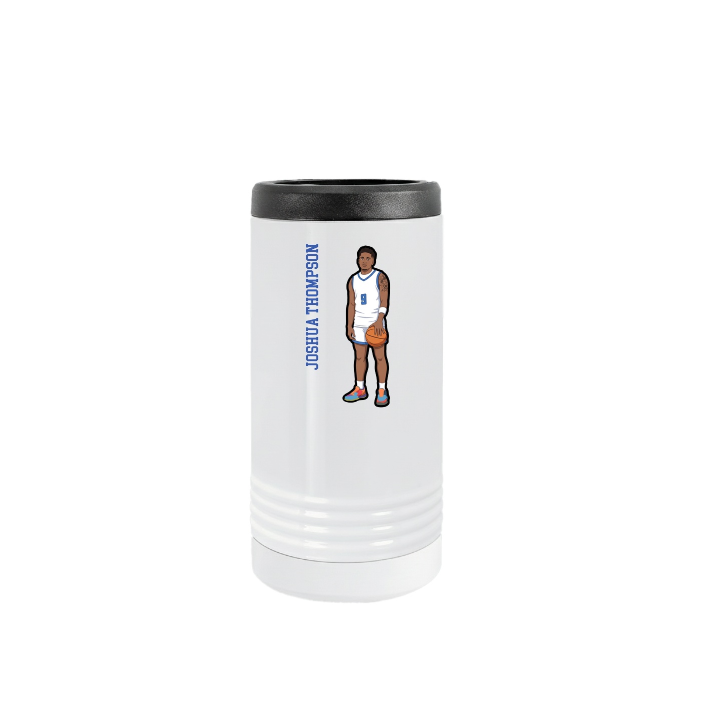 Slim Beverage Holder — Name Vertical in White