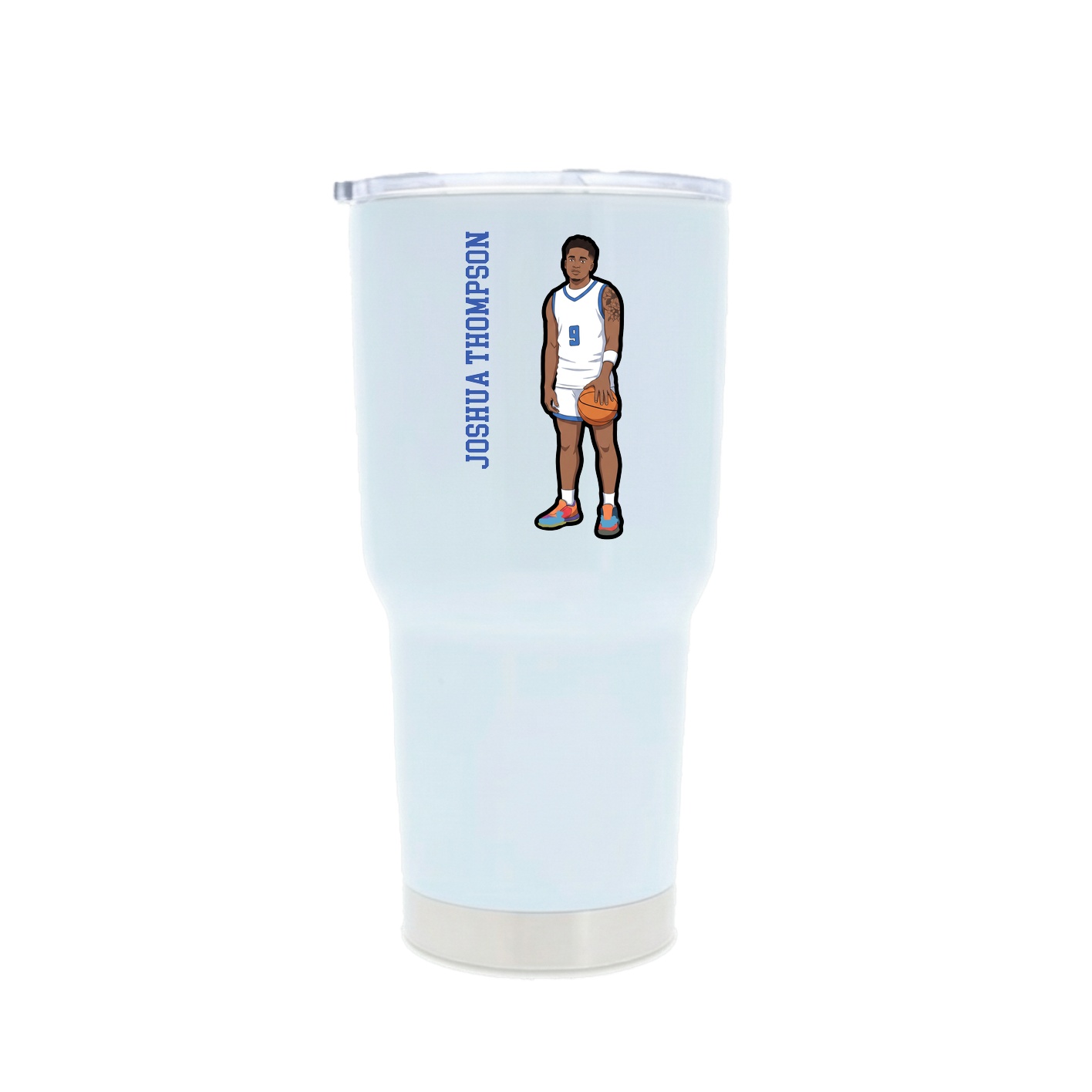 30oz Stainless Steel Tumbler — Name Vertical in White