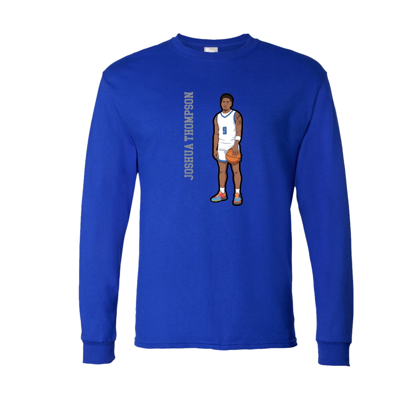 Long Sleeve Tee — Name Vertical in Royal