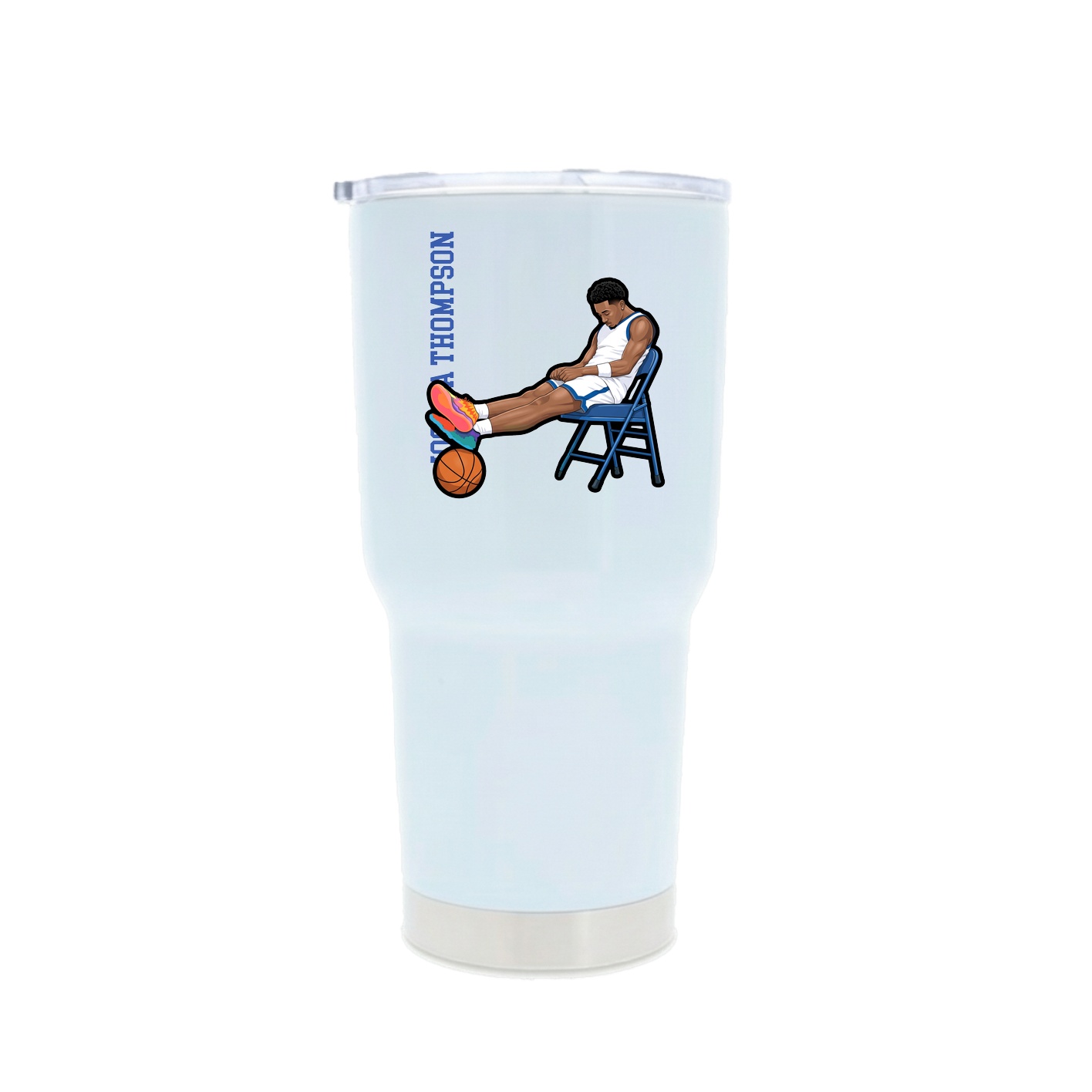 30oz Stainless Steel Tumbler — Name Vertical in White