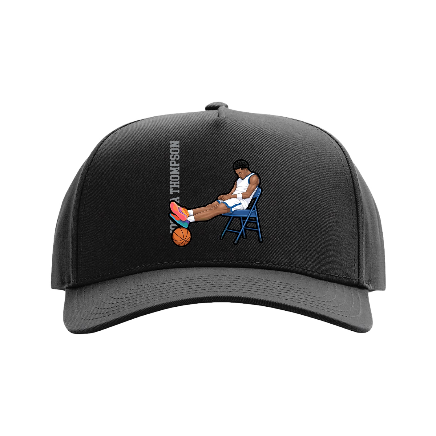 Full Fabric Five-Panel Champ Cap — Name Vertical in Black