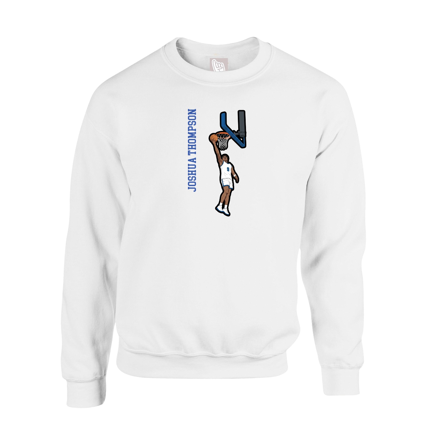Fleece Crew — Name Vertical in White