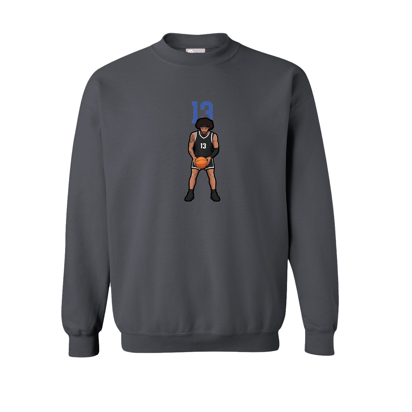 Fleece Crew — Number Top in Grey