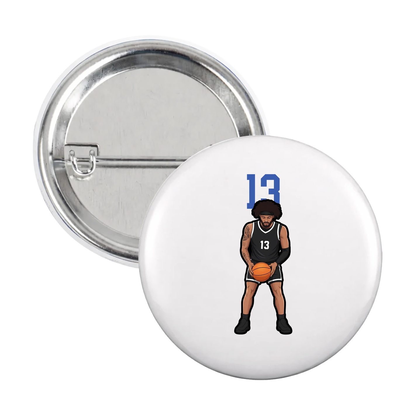 Game Day Button — Number Top in White