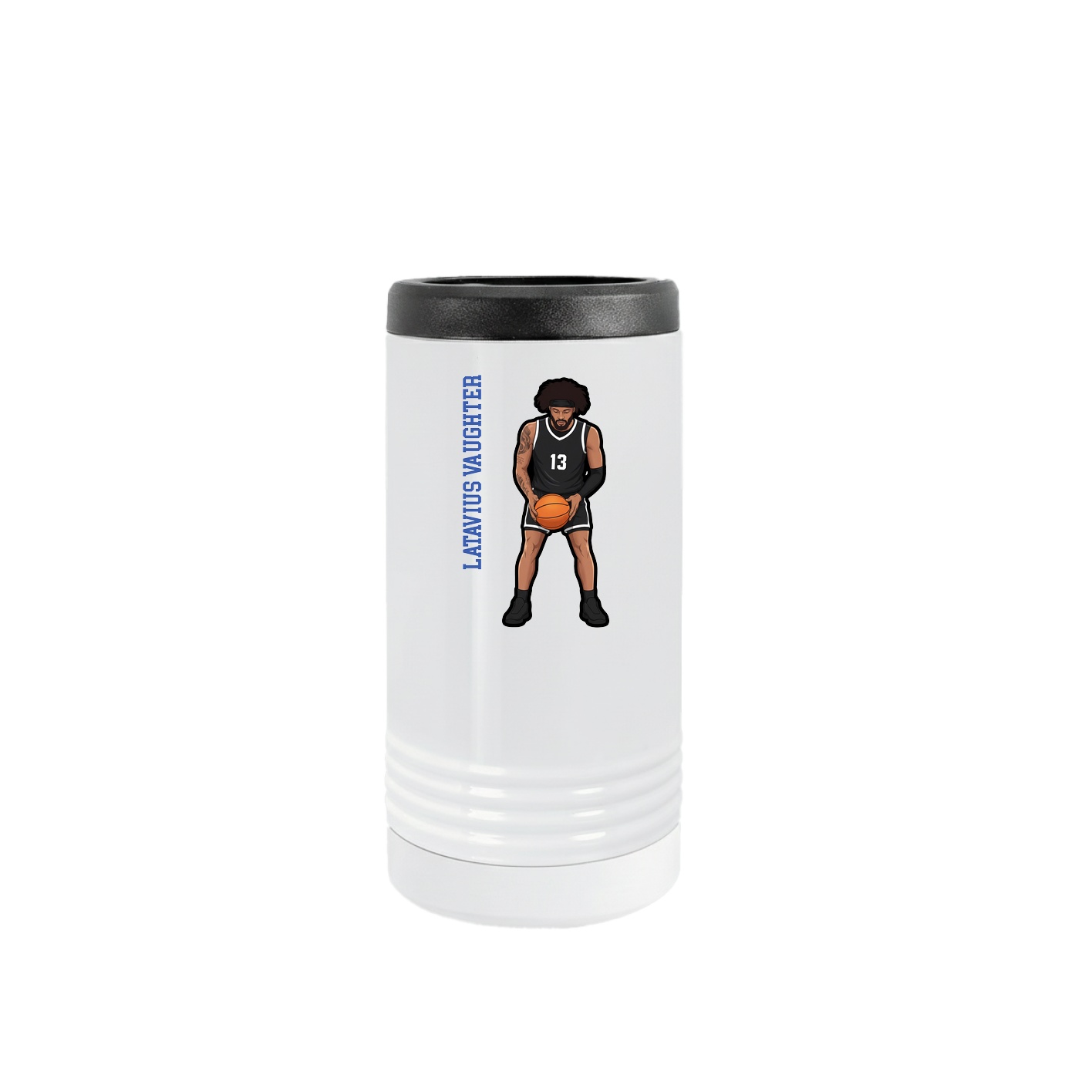 Slim Beverage Holder — Name Vertical in White