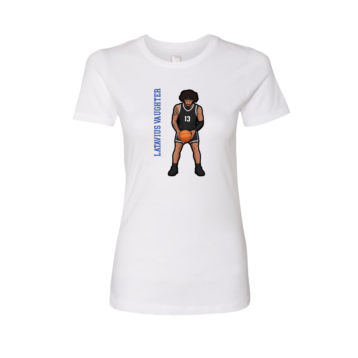 Fitted Women's Tee — Name Vertical in White