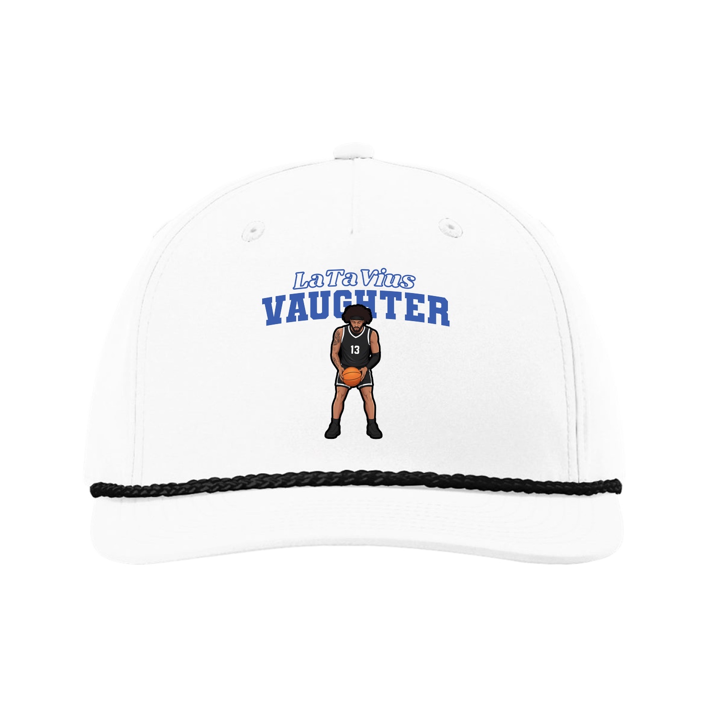 Five-Panel Classic Rope Cap — Name Arch in White