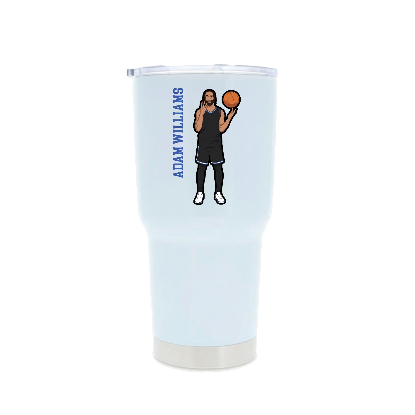 30oz Stainless Steel Tumbler — Name Vertical in White