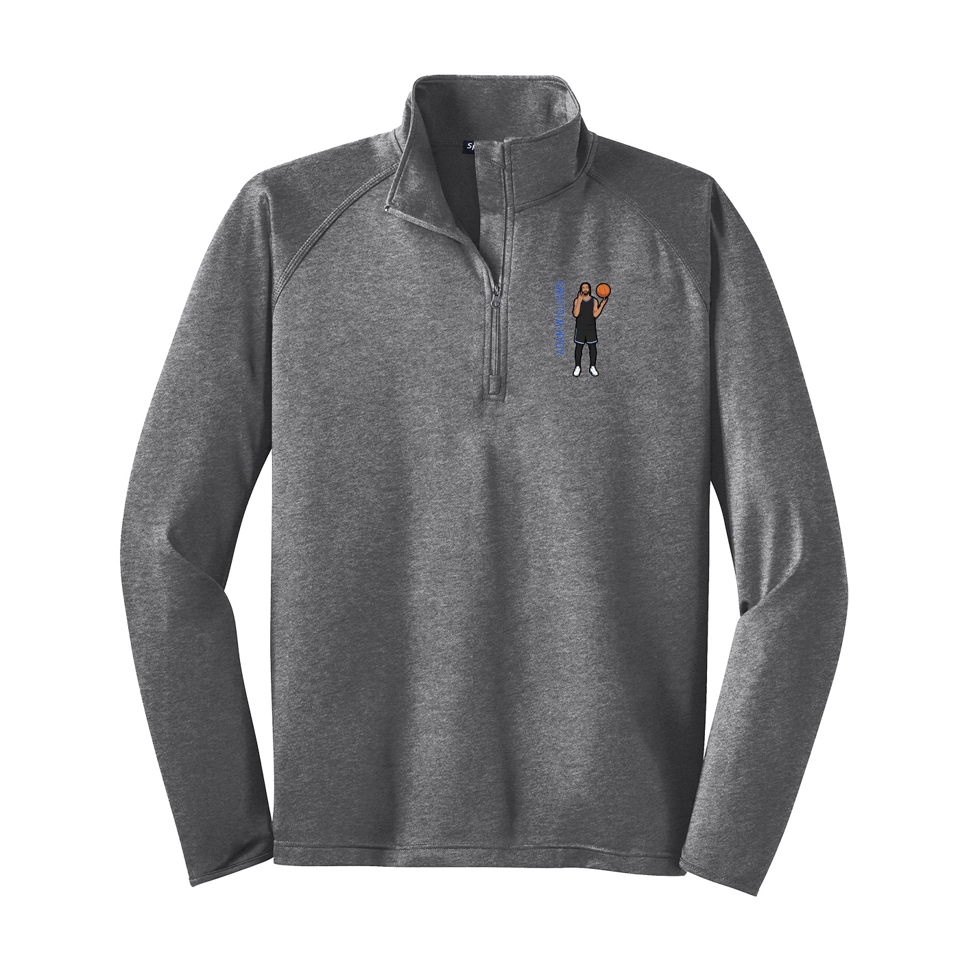 Q-Zip Pullover — Name Vertical in Grey