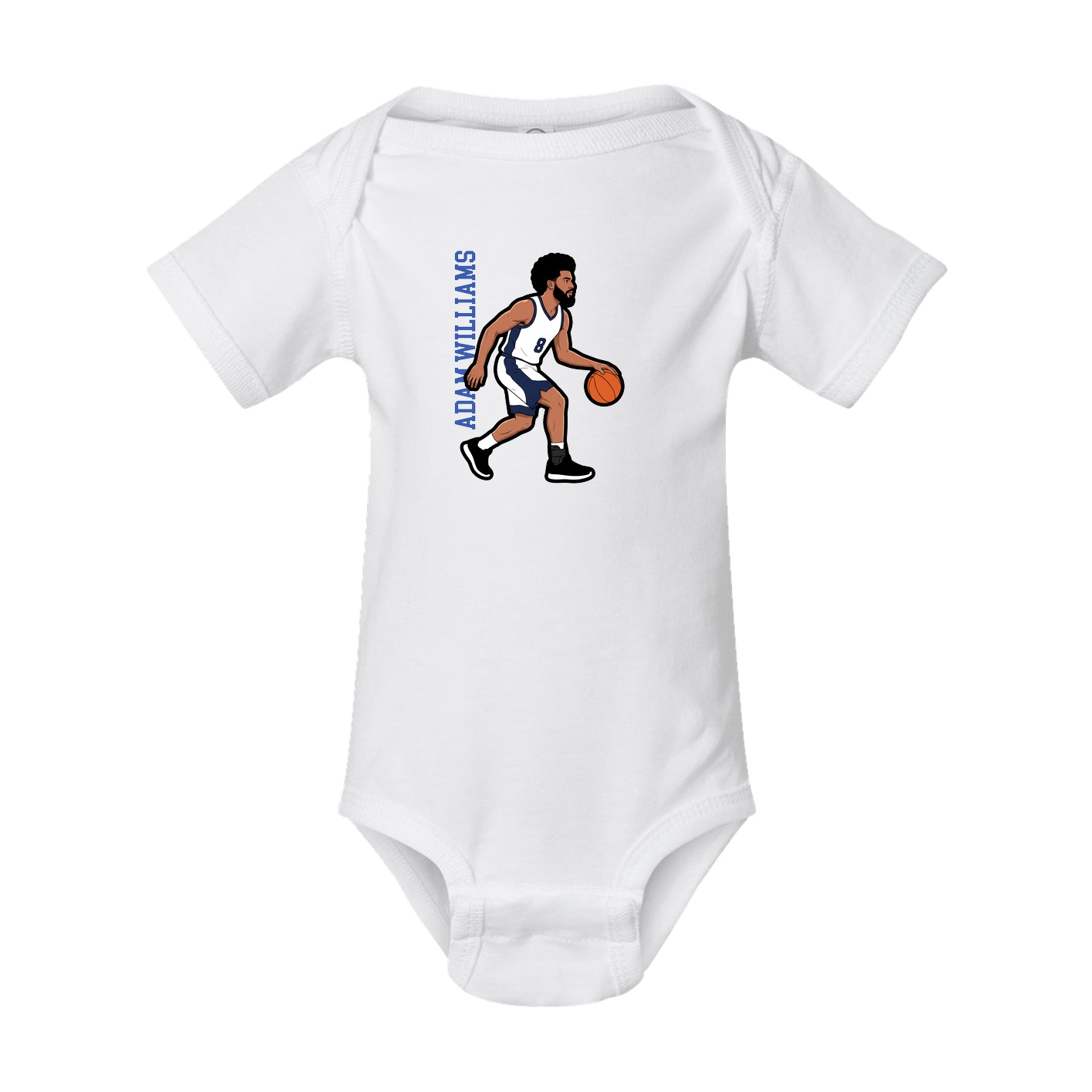 Baby Onesie — Name Vertical in White