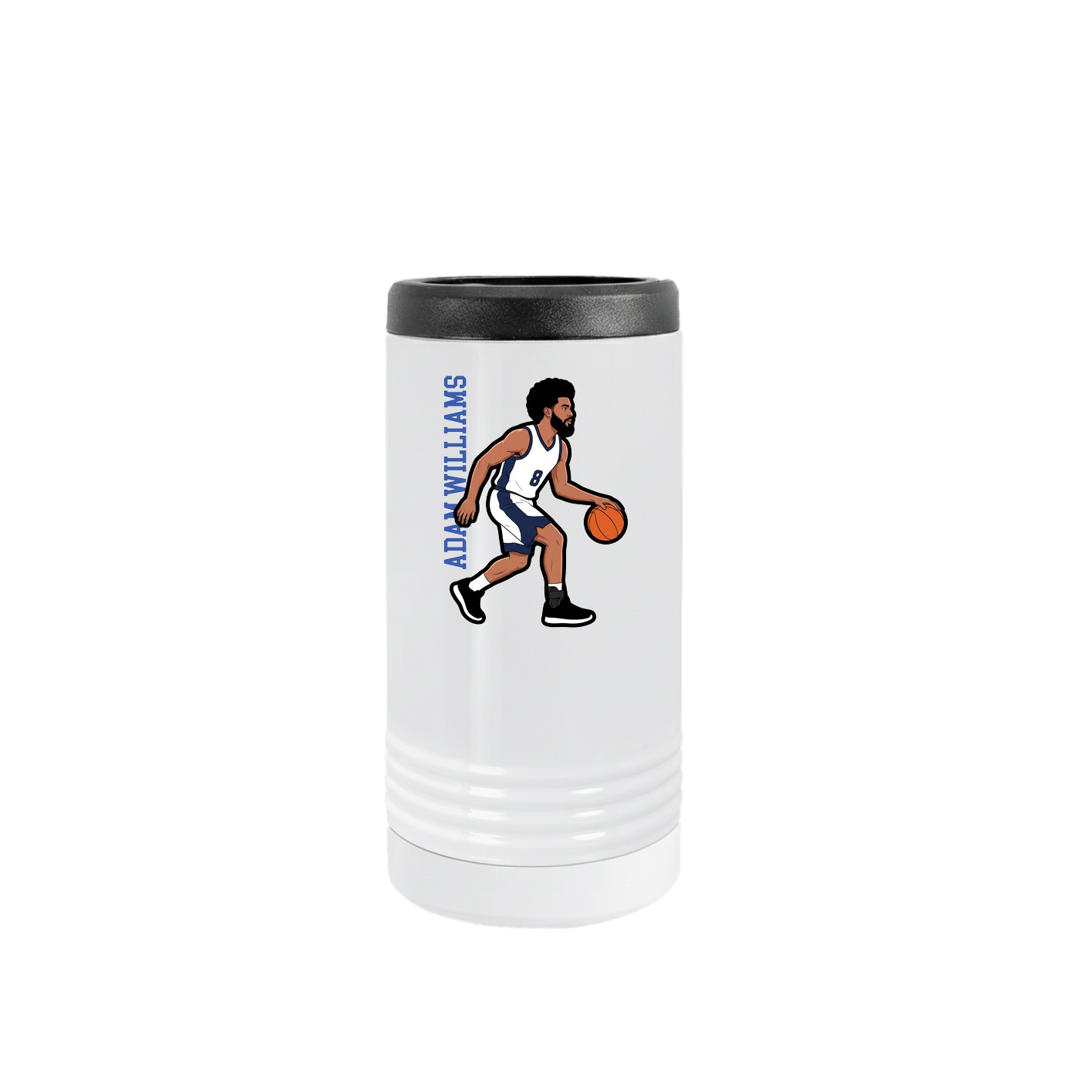 Slim Beverage Holder — Name Vertical in White