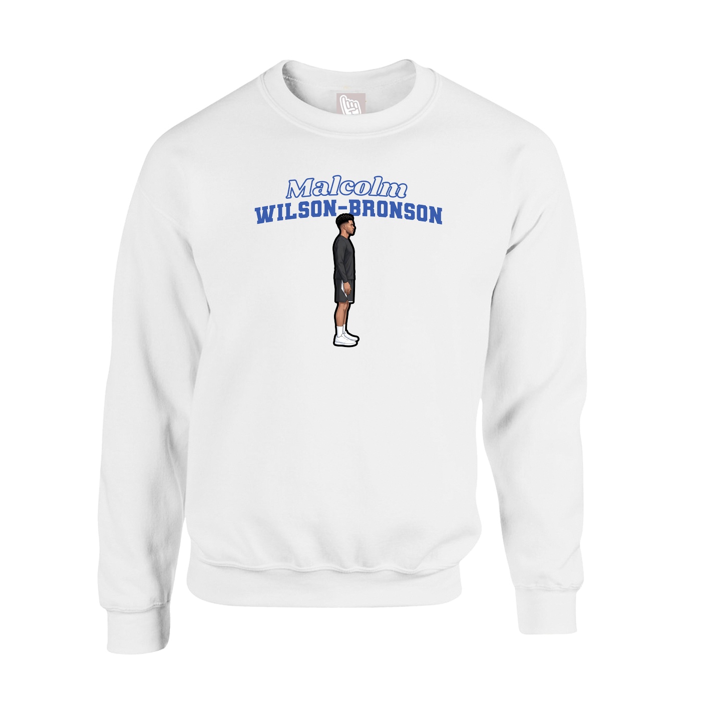 Fleece Crew — Name Arch in White