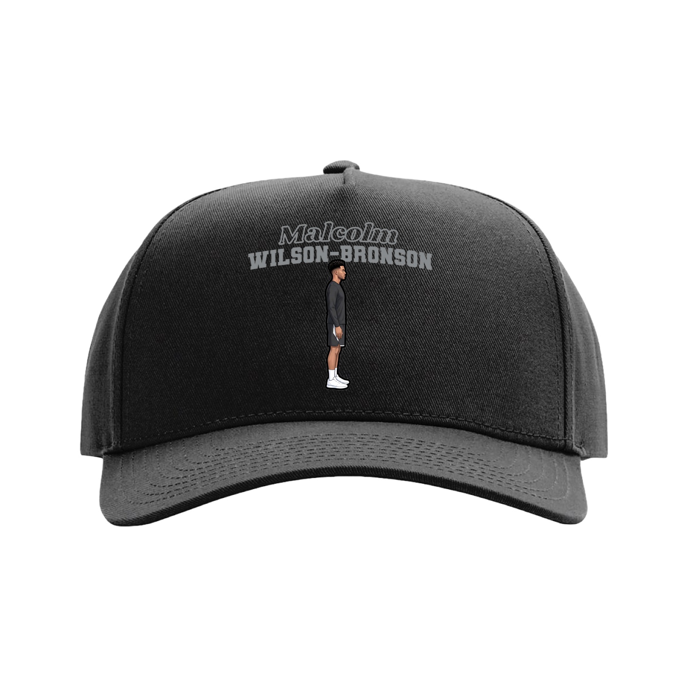 Full Fabric Five-Panel Champ Cap — Name Arch in Black