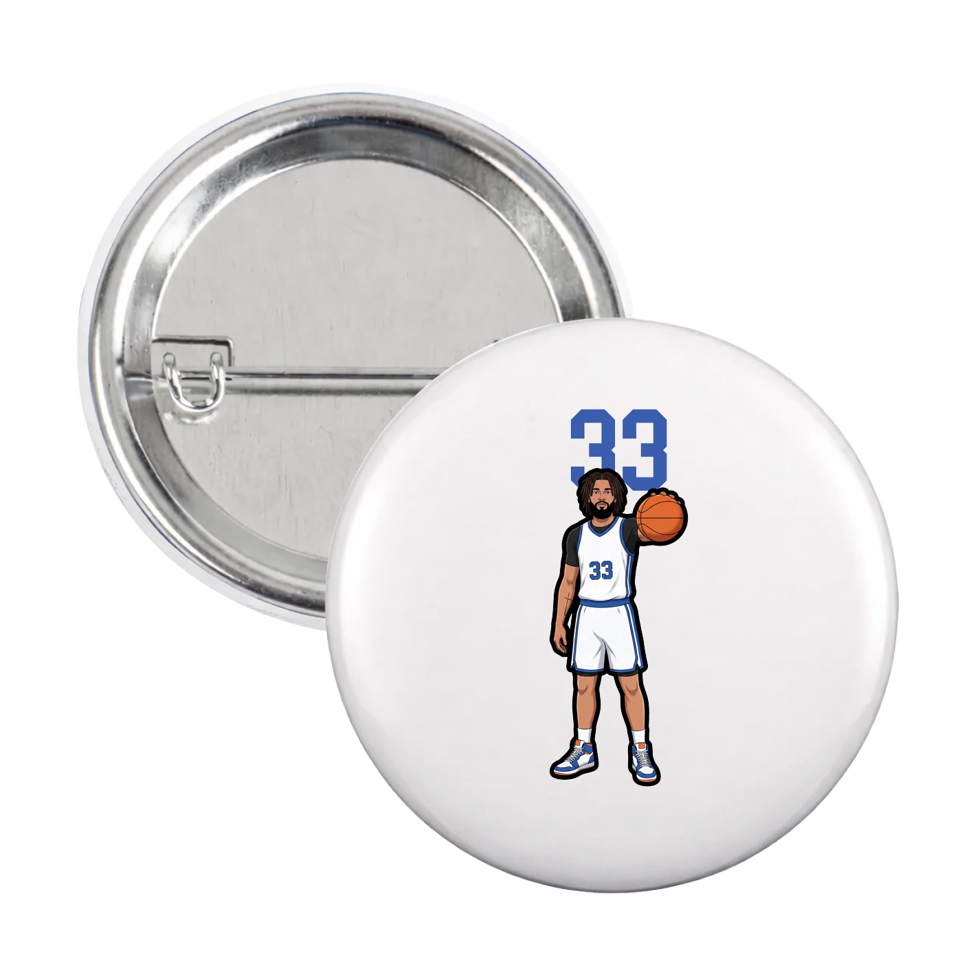 Game Day Button — Number Top in White