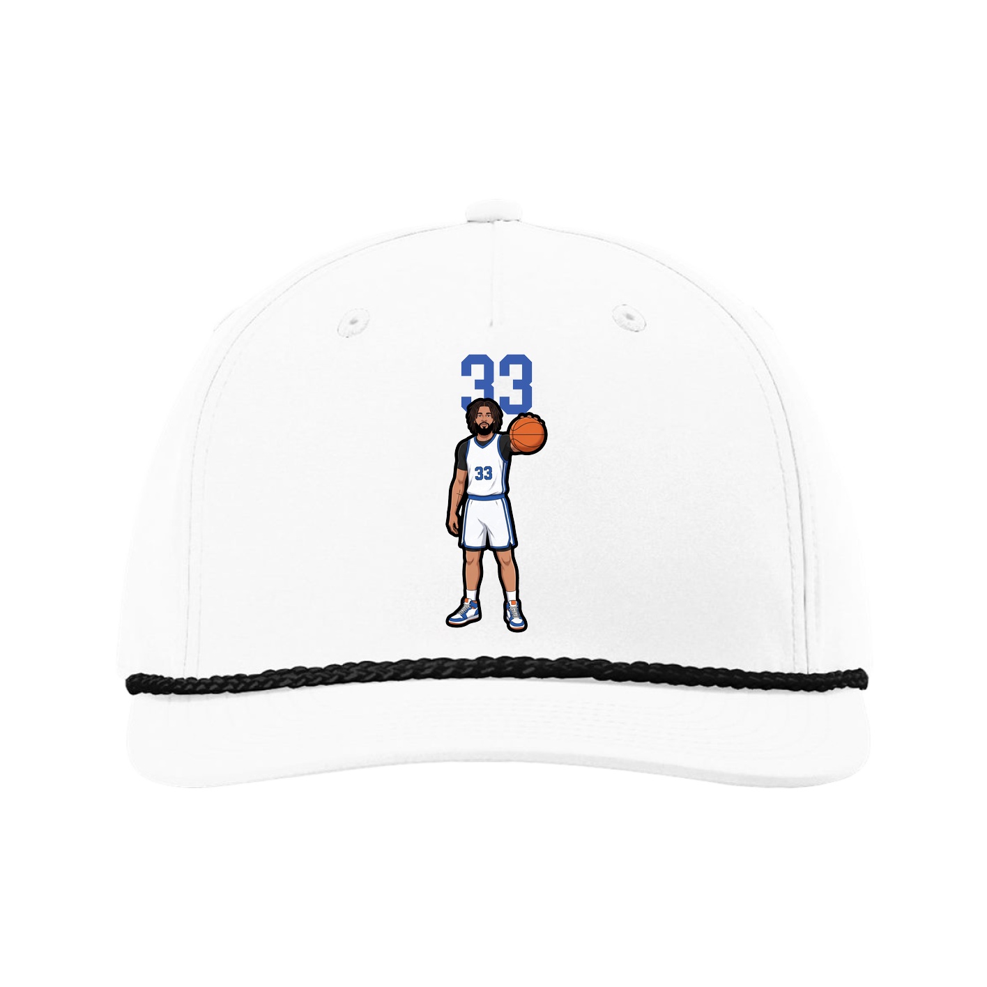 Five-Panel Classic Rope Cap — Number Top in White