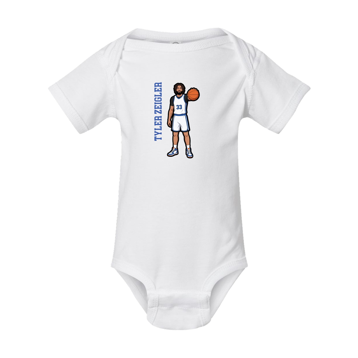 Baby Onesie — Name Vertical in White