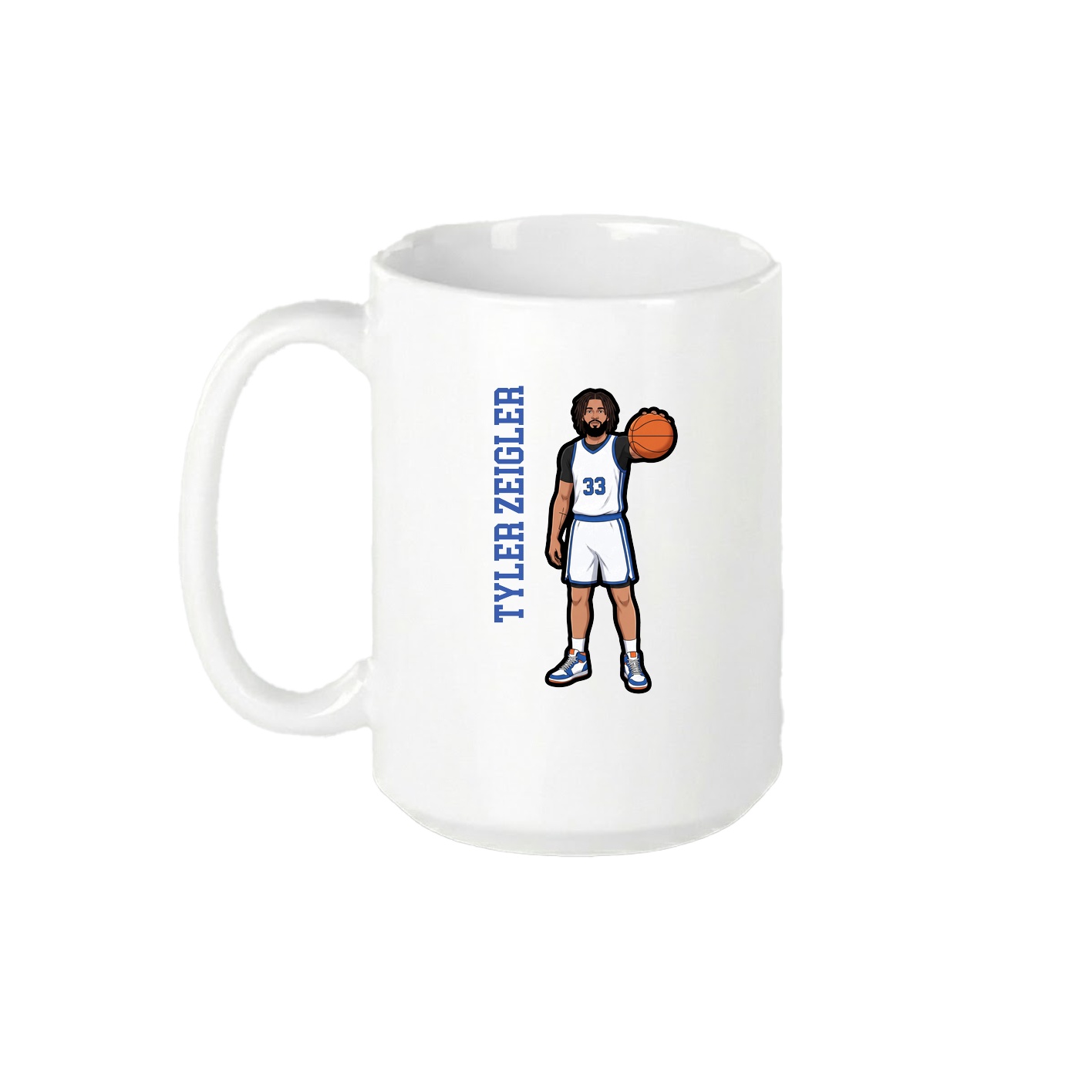 15oz Coffee Mug — Name Vertical in White