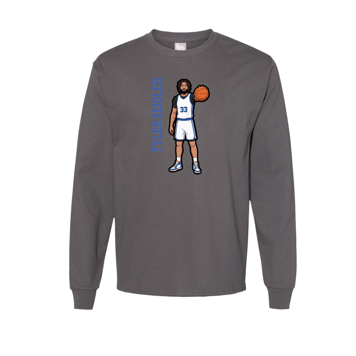 Long Sleeve Tee — Name Vertical in Grey