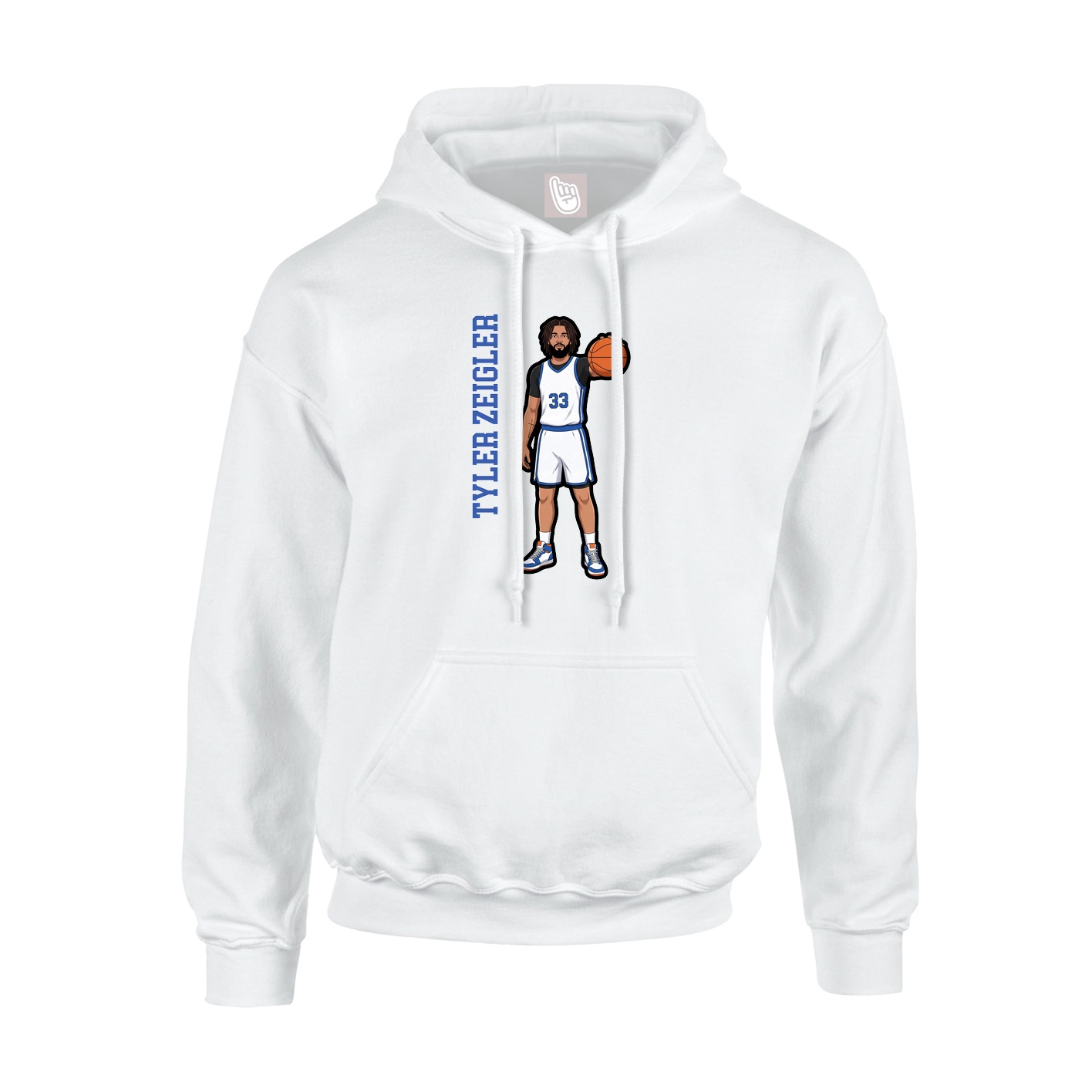 Youth Hoodie — Name Vertical in White