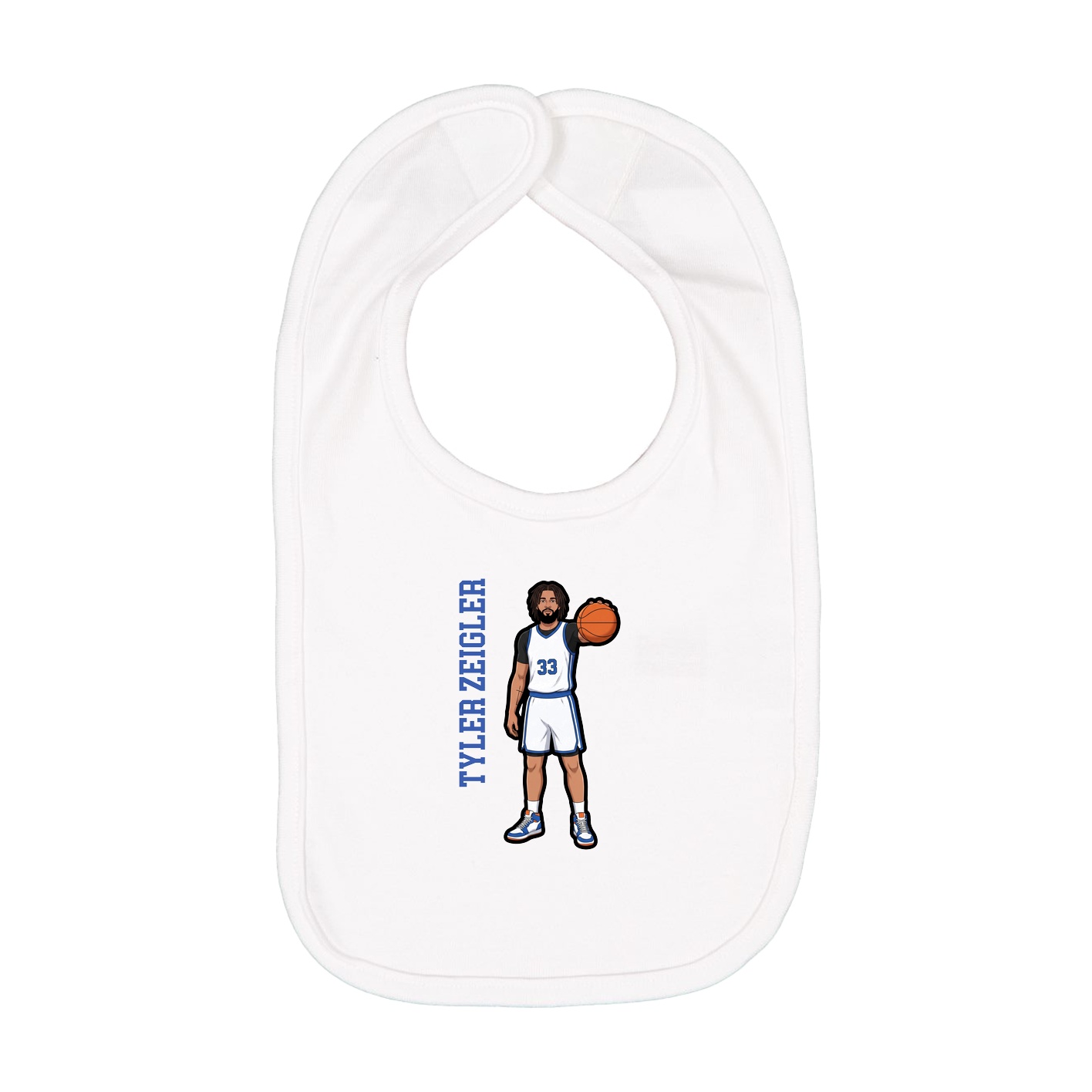 Infant Bib — Name Vertical in White
