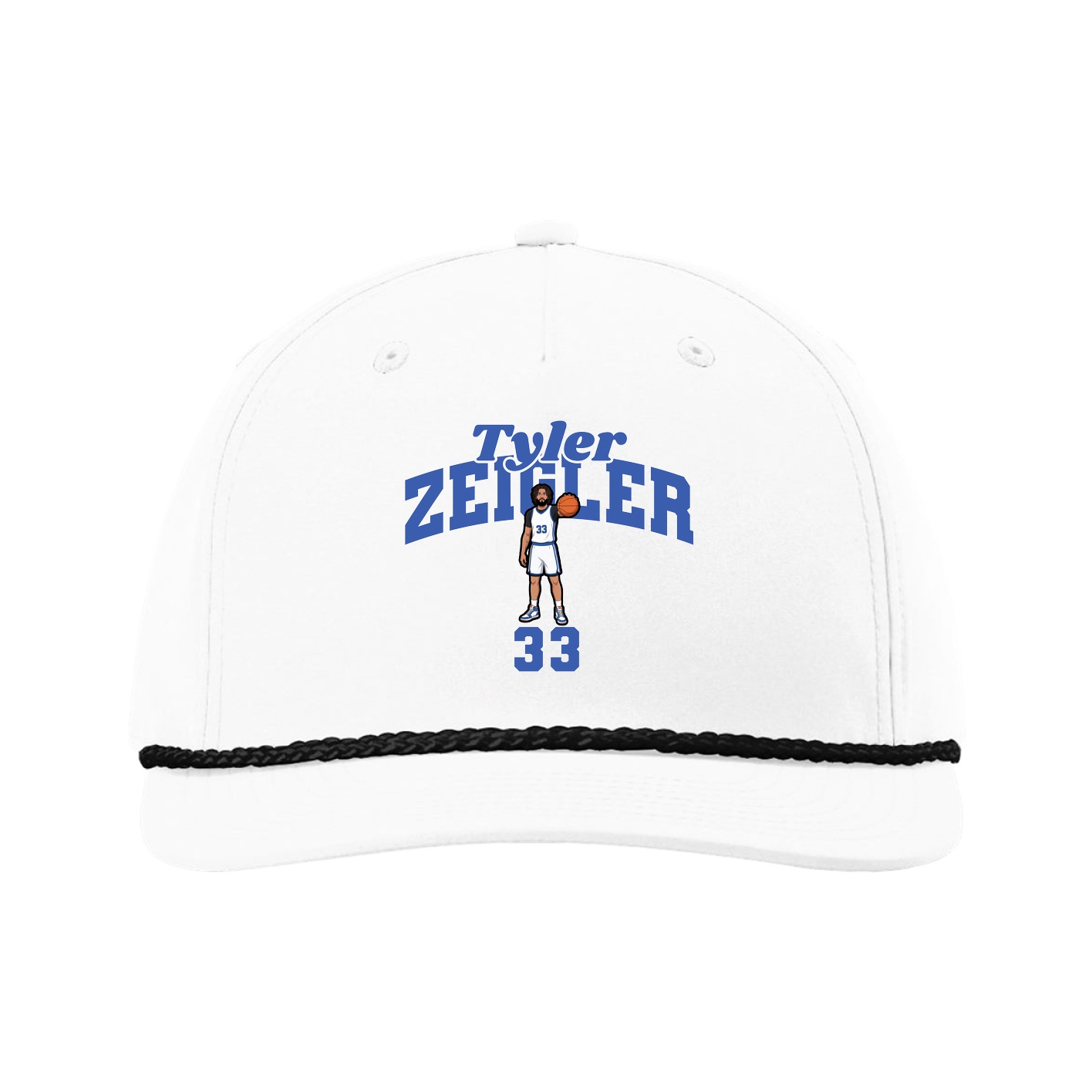 Five-Panel Classic Rope Cap — Signature Arch in White