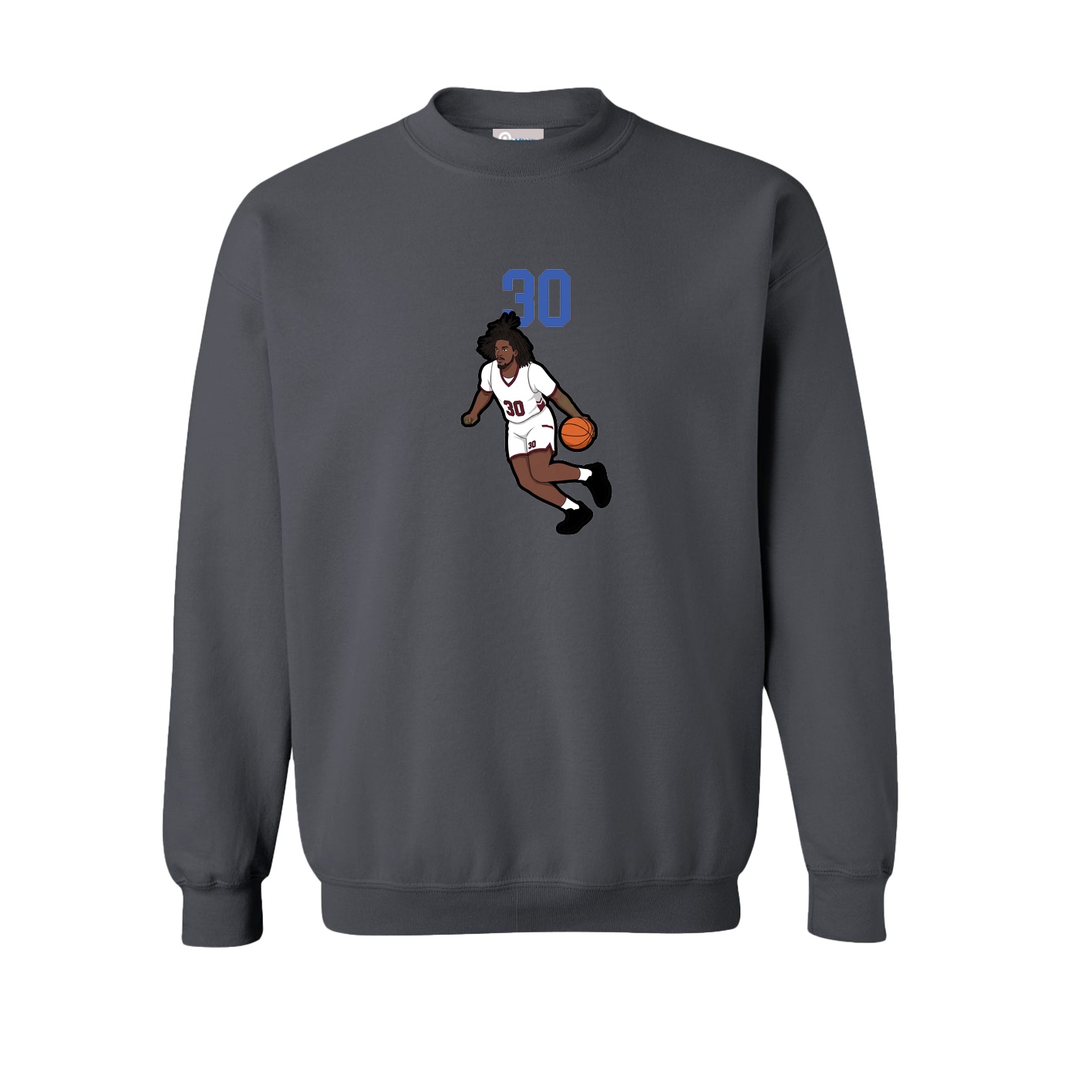 Fleece Crew — Number Top in Grey