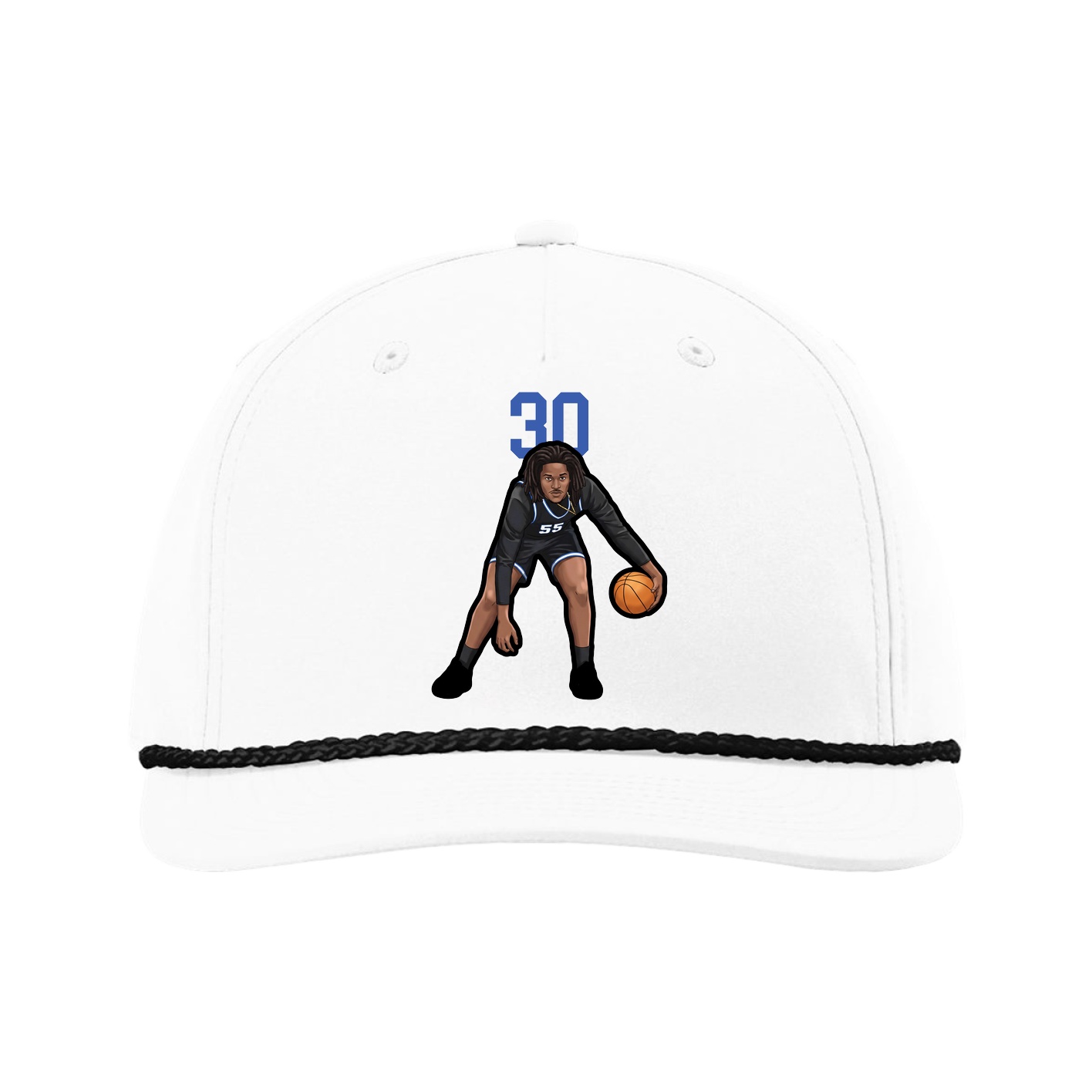 Five-Panel Classic Rope Cap — Number Top in White