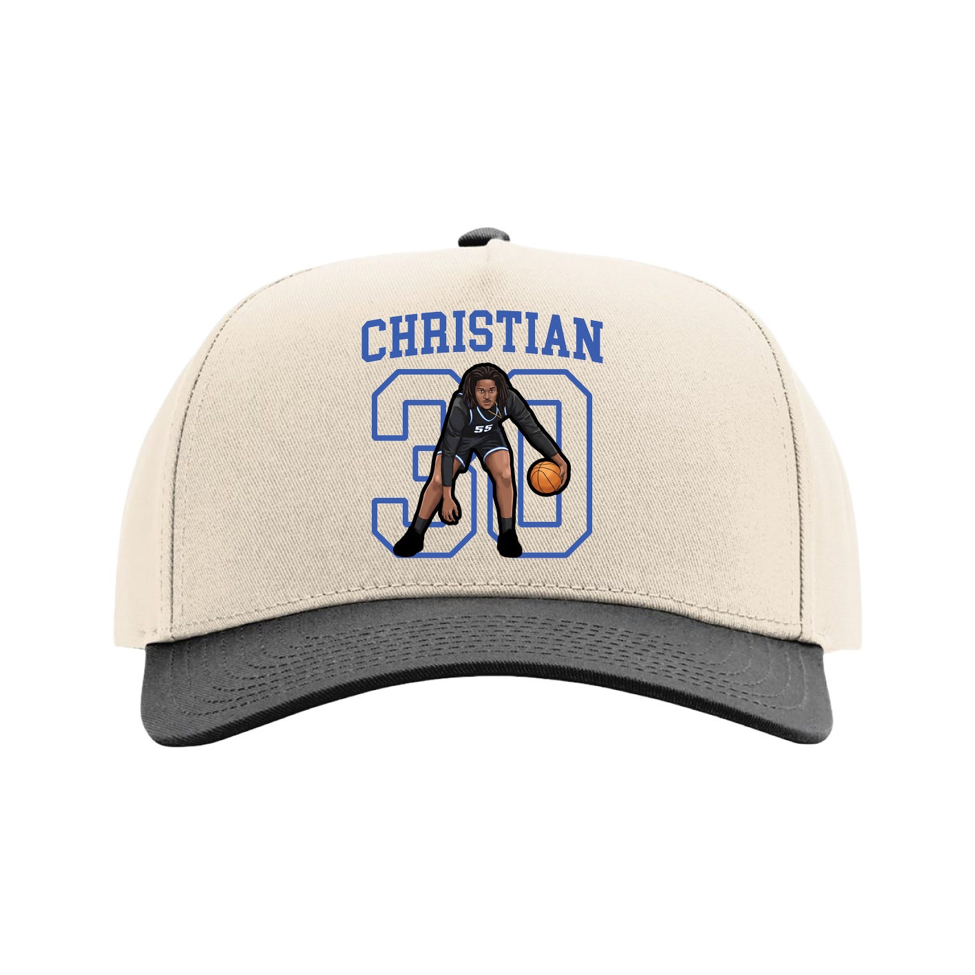 Full Fabric Five-Panel Champ Cap — Shirsey in Cream/Black