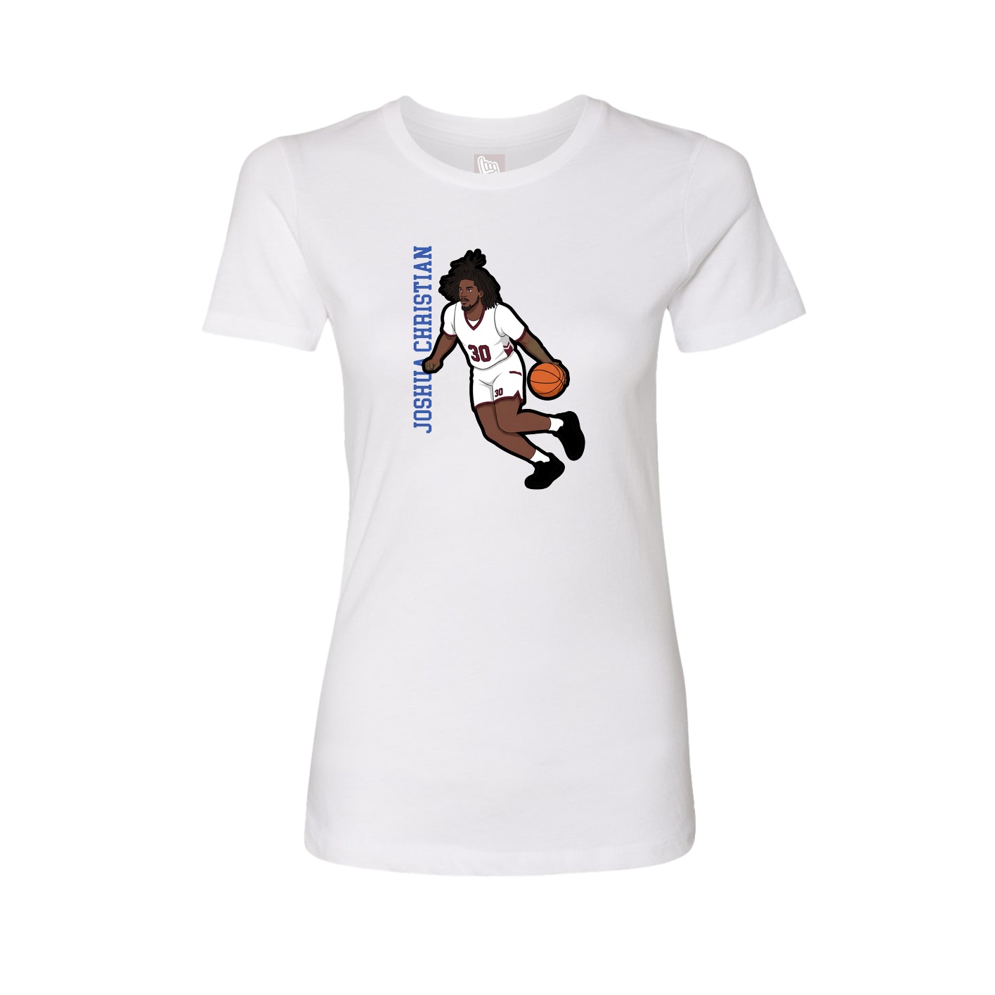 Womens Tee — Name Vertical in White