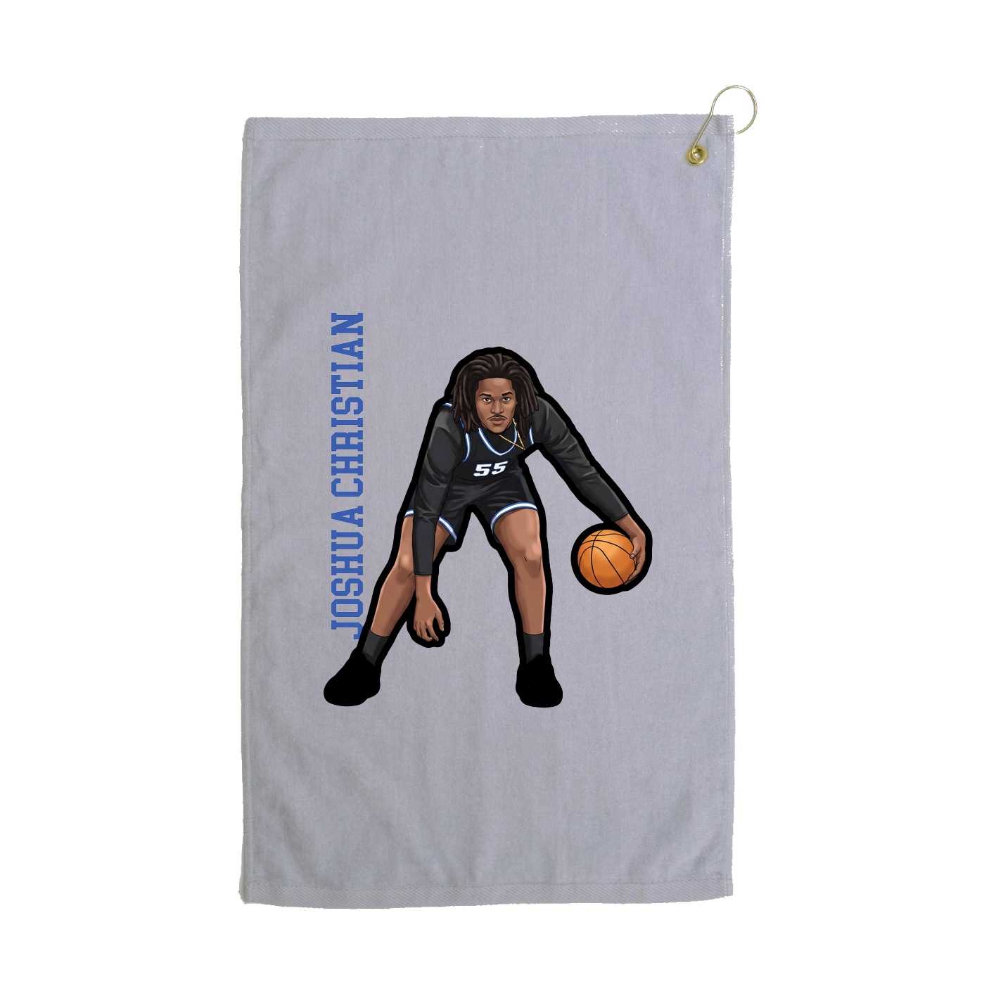 Golf Towel — Name Vertical in Grey