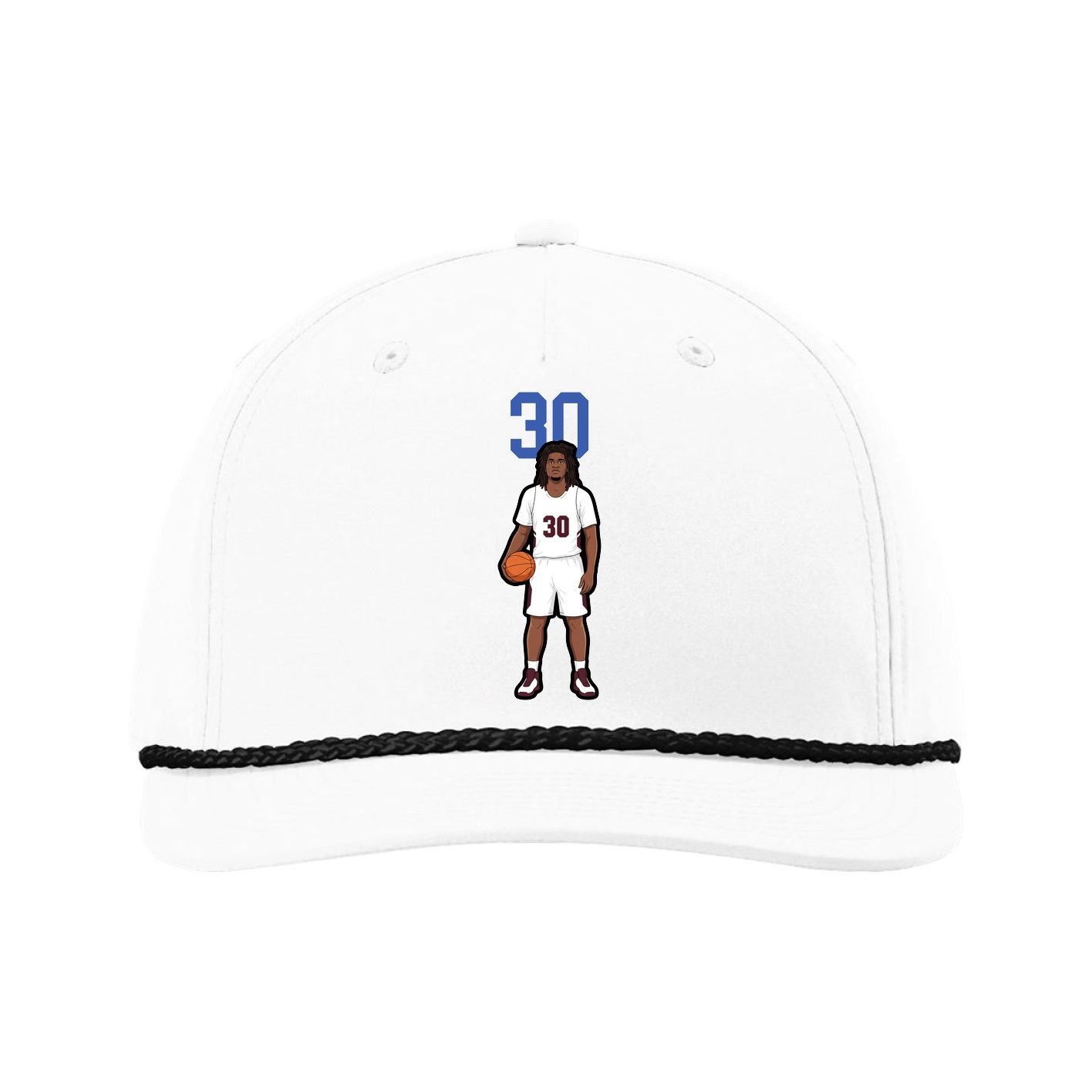 Five-Panel Classic Rope Cap — Number Top in White