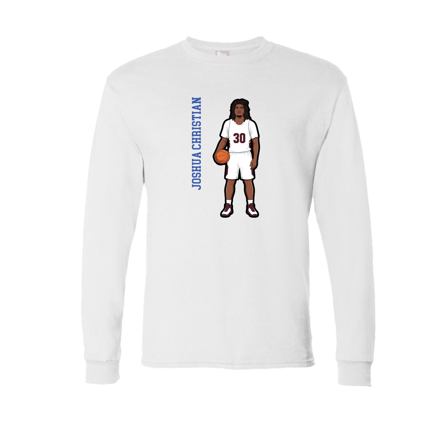 Long Sleeve Tee — Name Vertical in White