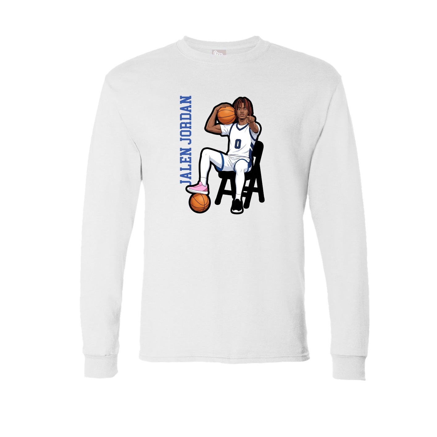 Long Sleeve Tee — Name Vertical in White