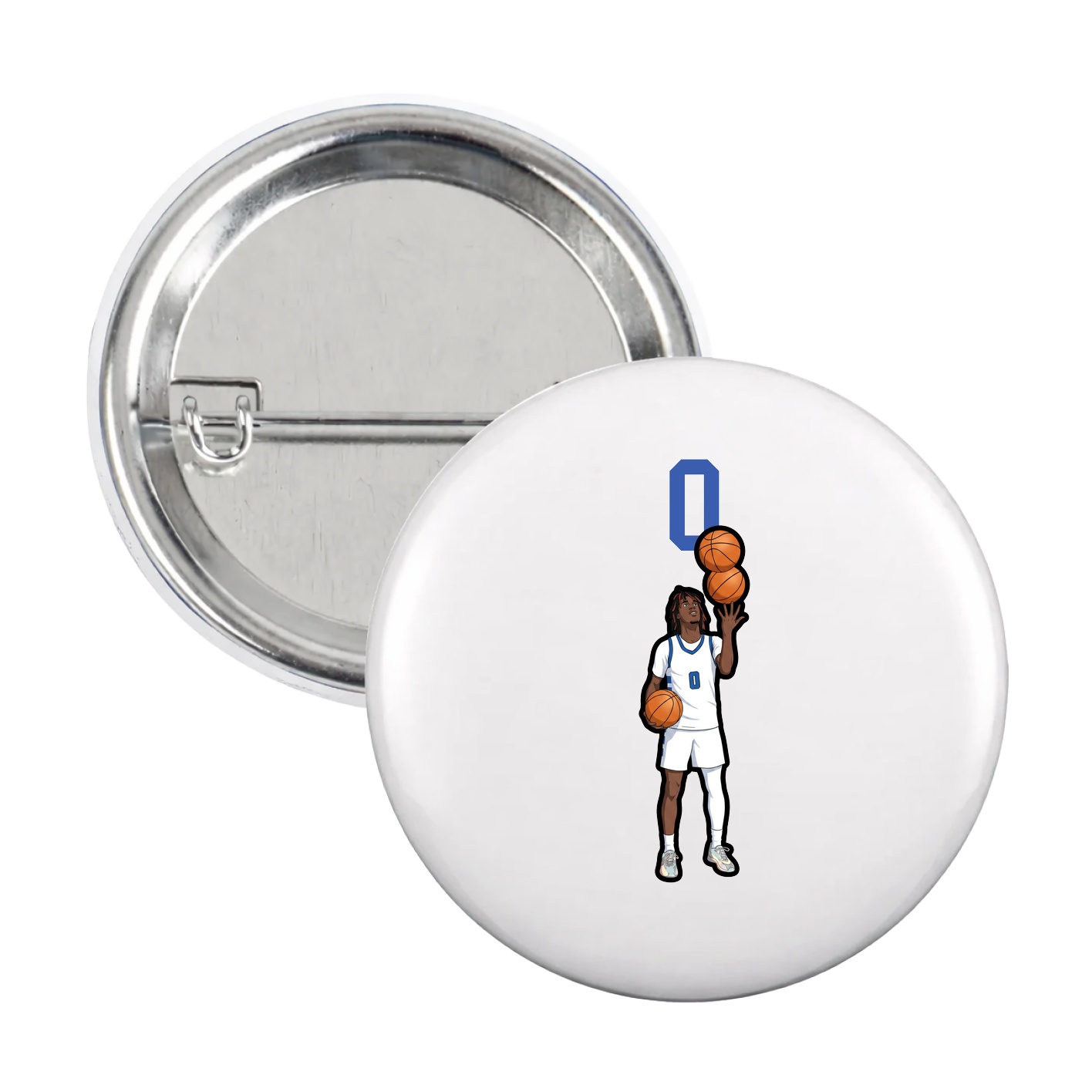 Game Day Button — Number Top in White