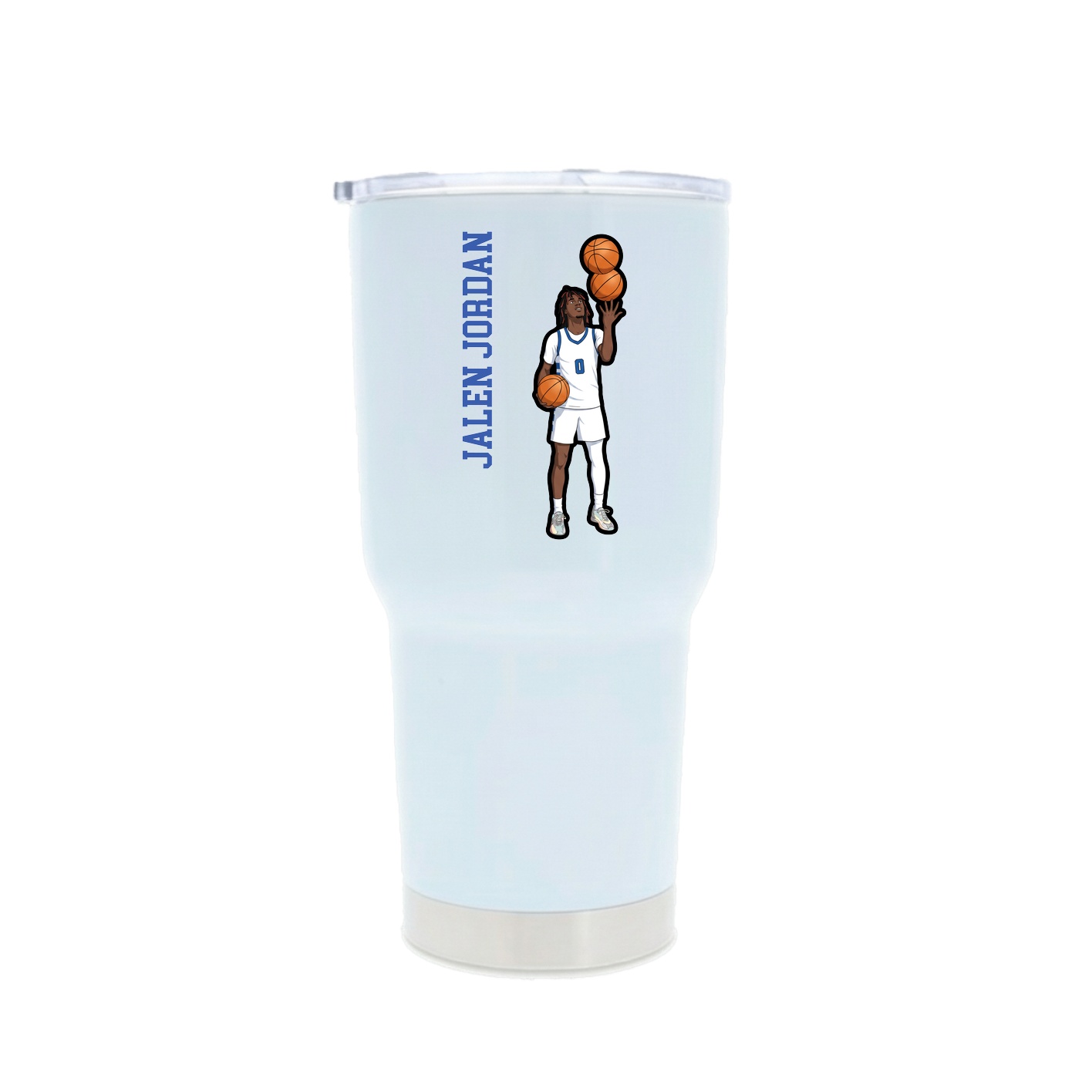 30oz Stainless Steel Tumbler — Name Vertical in White