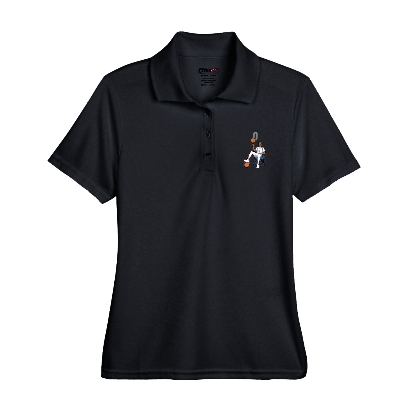 Womens Performance Polo — Number Top in Black