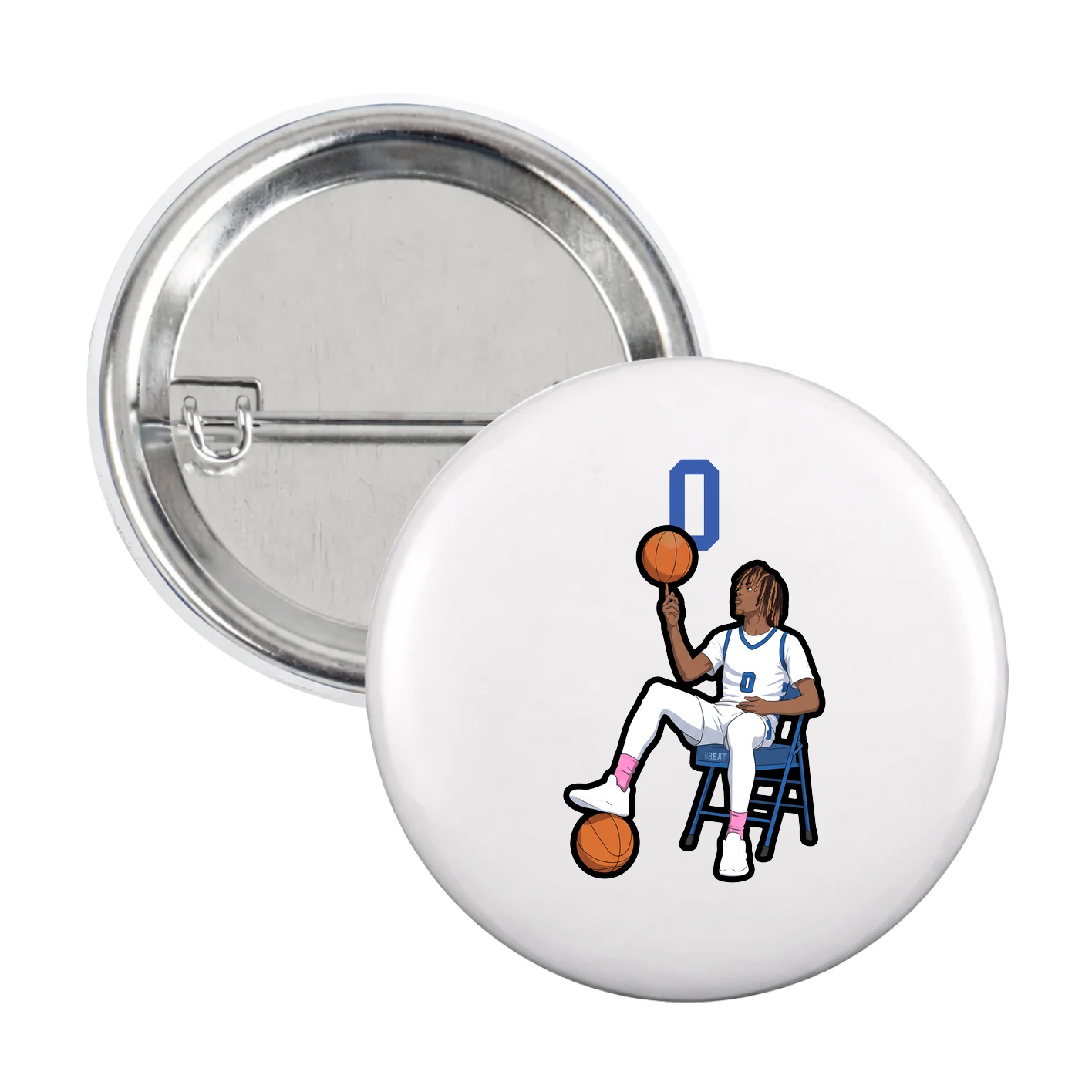 Game Day Button — Number Top in White