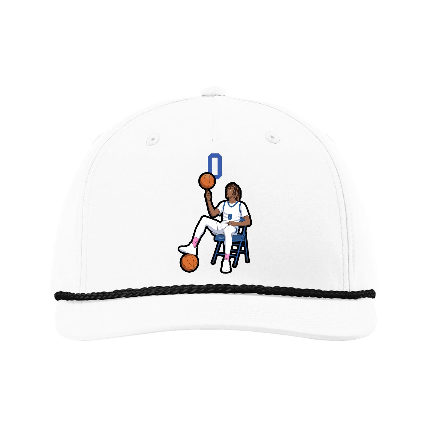 Five-Panel Classic Rope Cap — Number Top in White