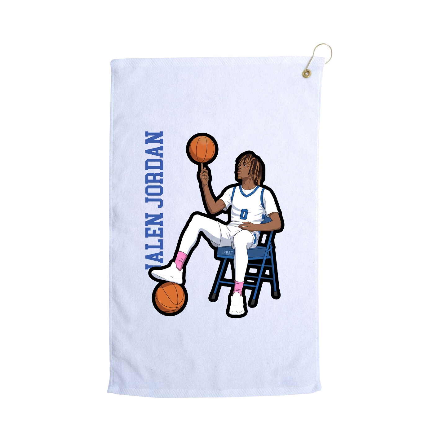 Golf Towel — Name Vertical in White