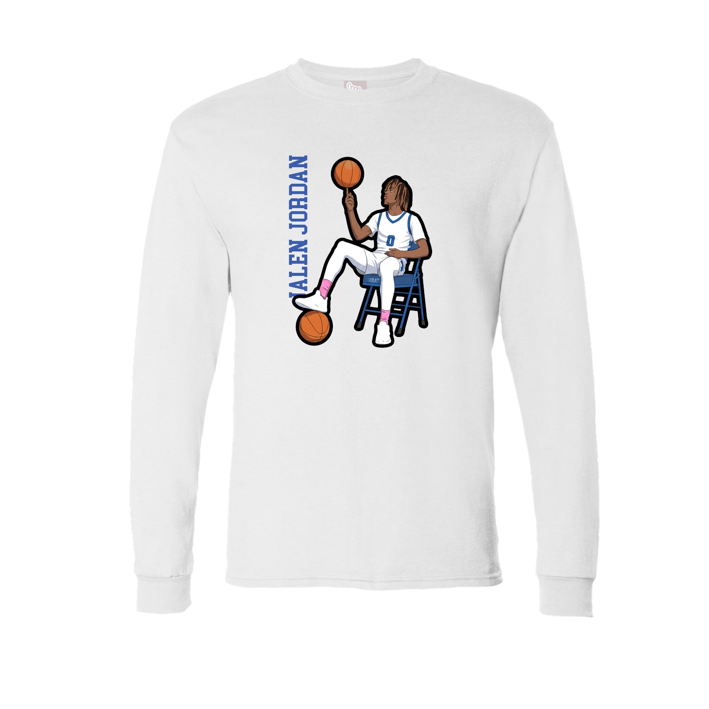 Long Sleeve Tee — Name Vertical in White