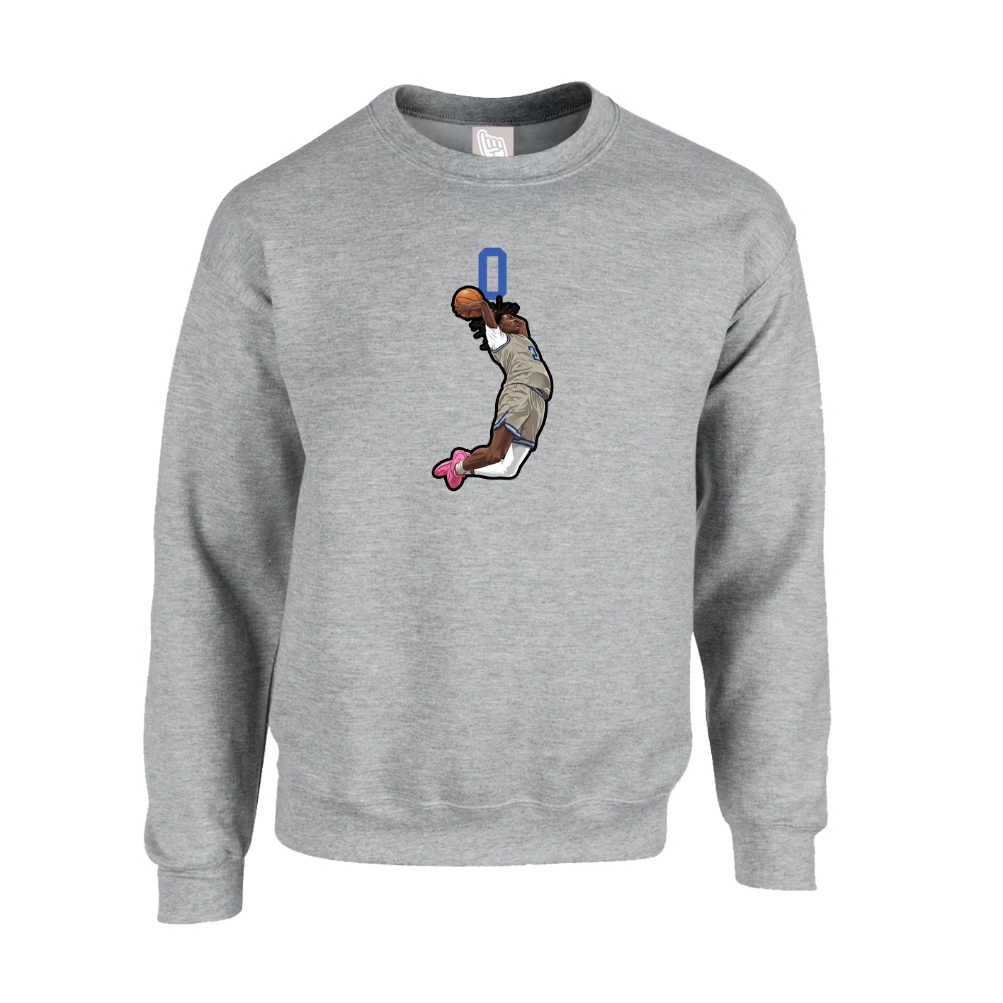 Fleece Crew — Number Top in Grey