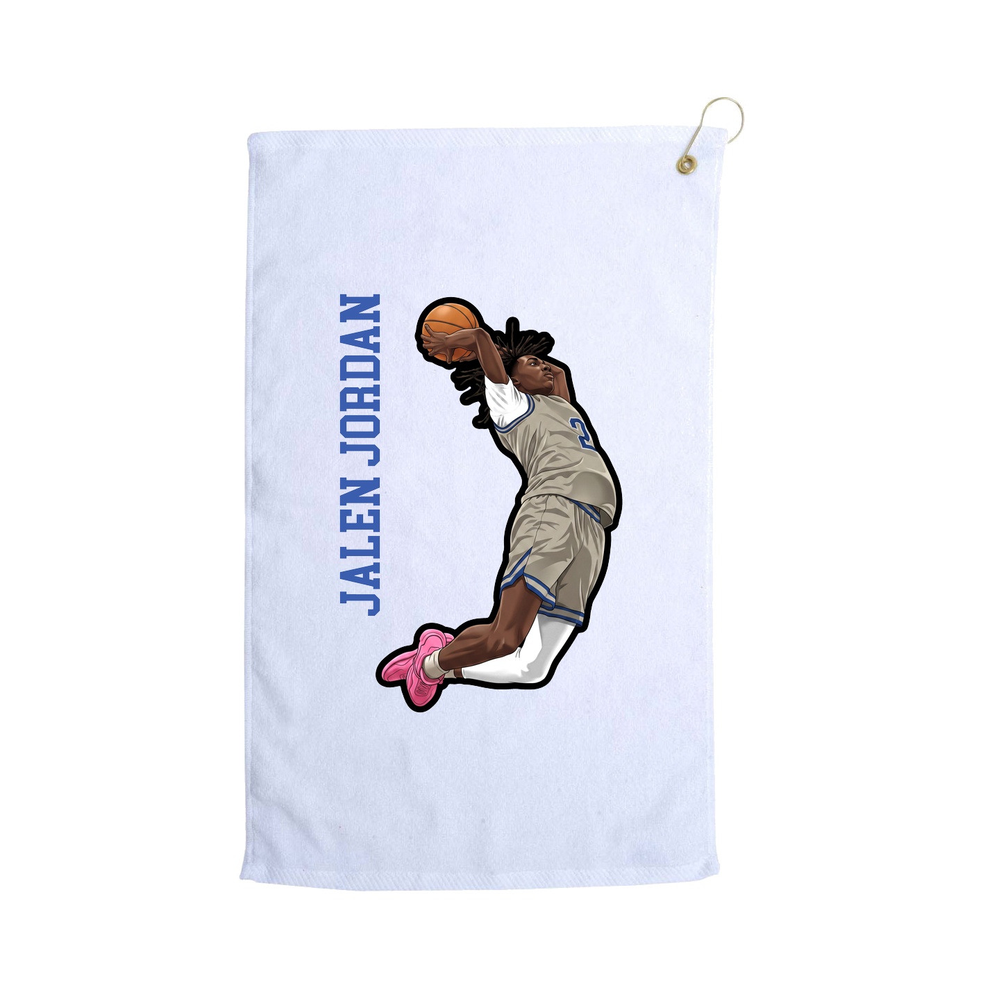 Golf Towel — Name Vertical in White