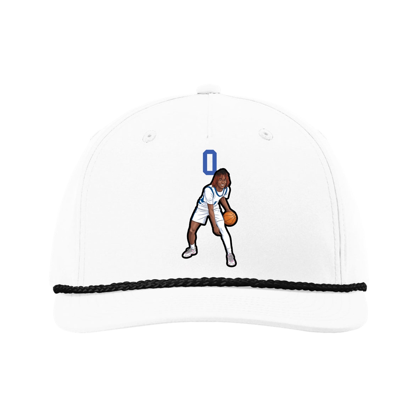 Five-Panel Classic Rope Cap — Number Top in White