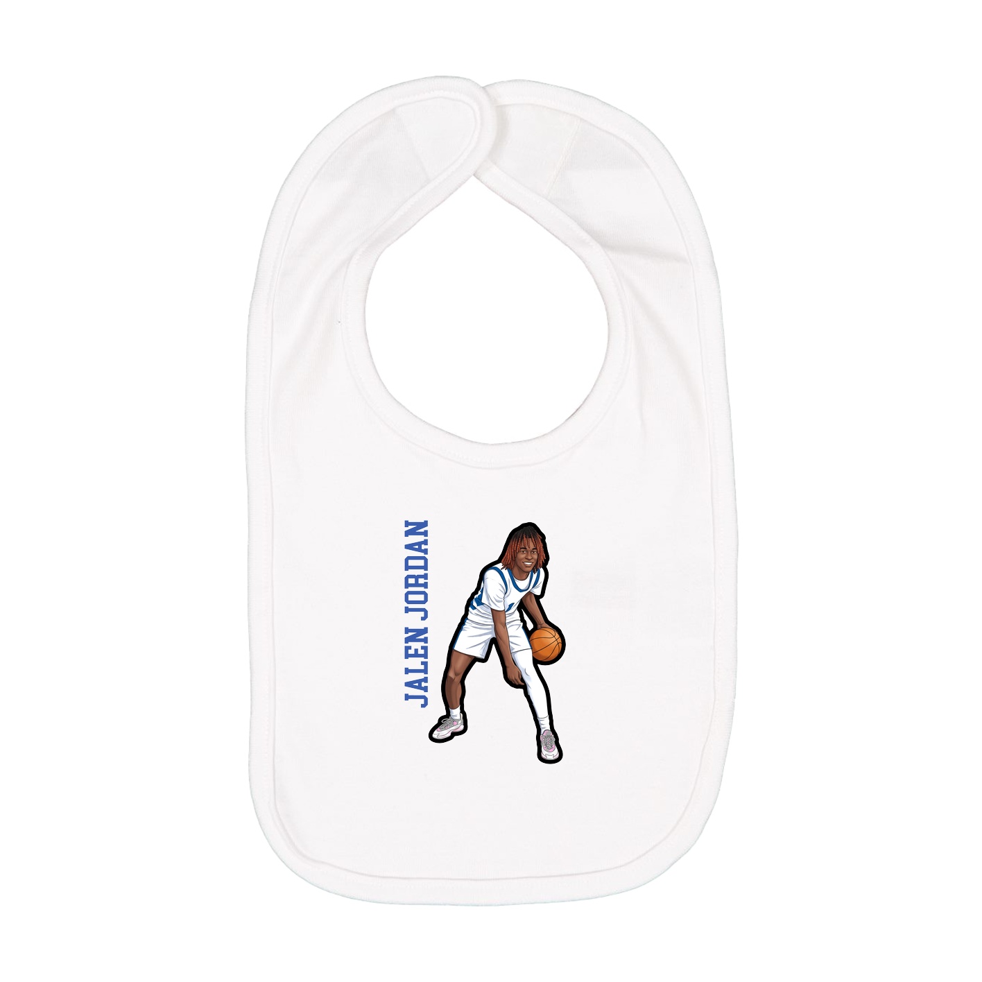 Infant Bib — Name Vertical in White