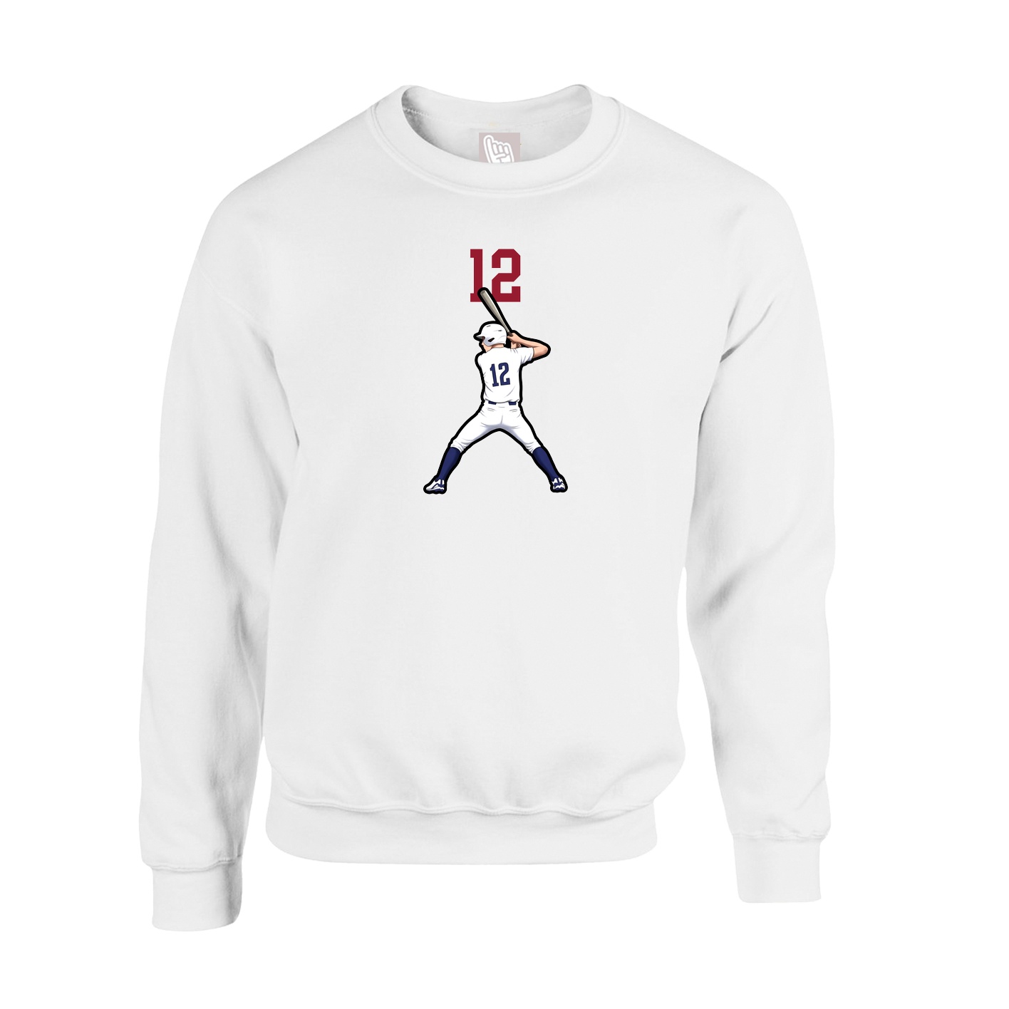 Fleece Crew — Number Top in White