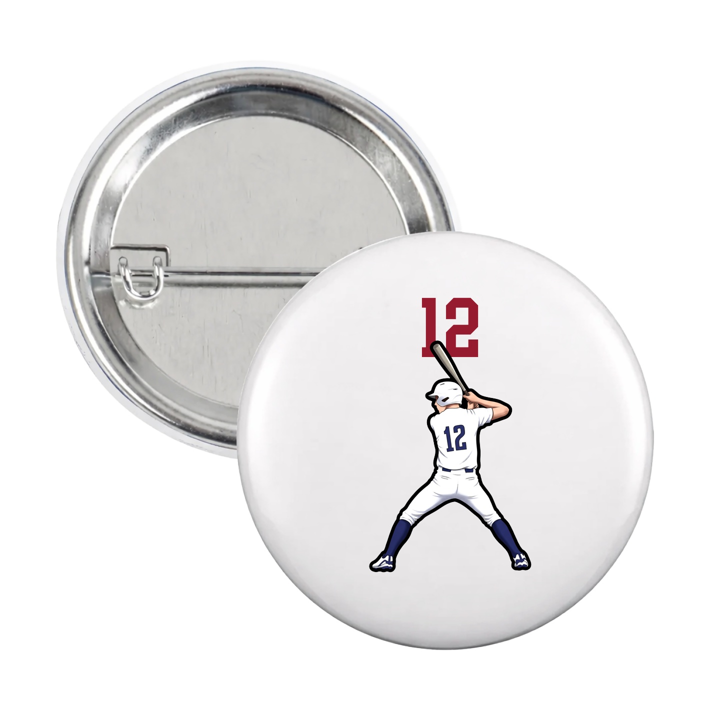 Game Day Button — Number Top in White
