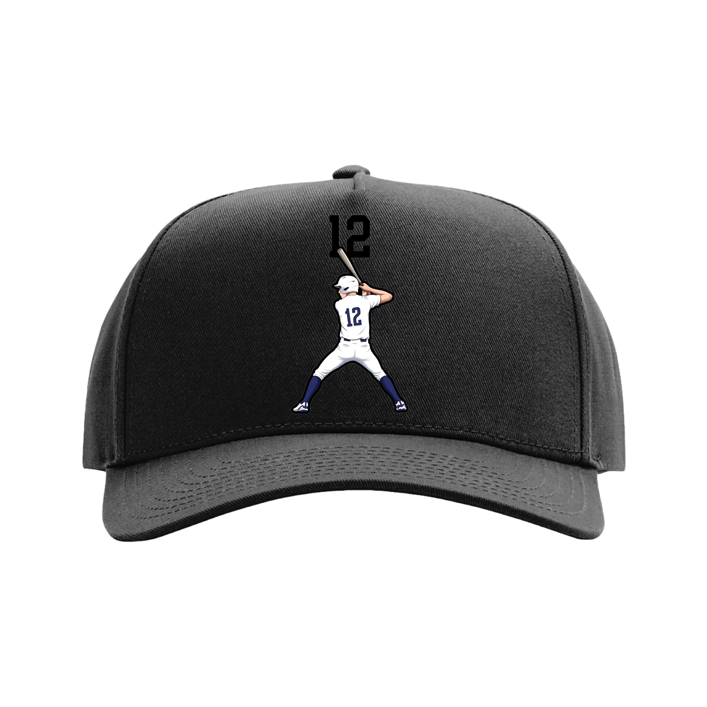 Full Fabric Five-Panel Champ Cap — Number Top in Black