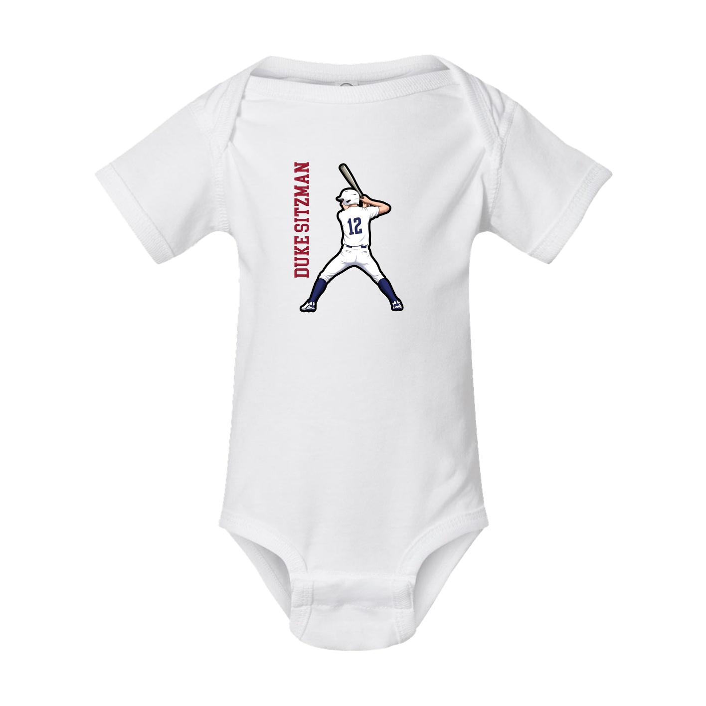 Baby Onesie — Name Vertical in White
